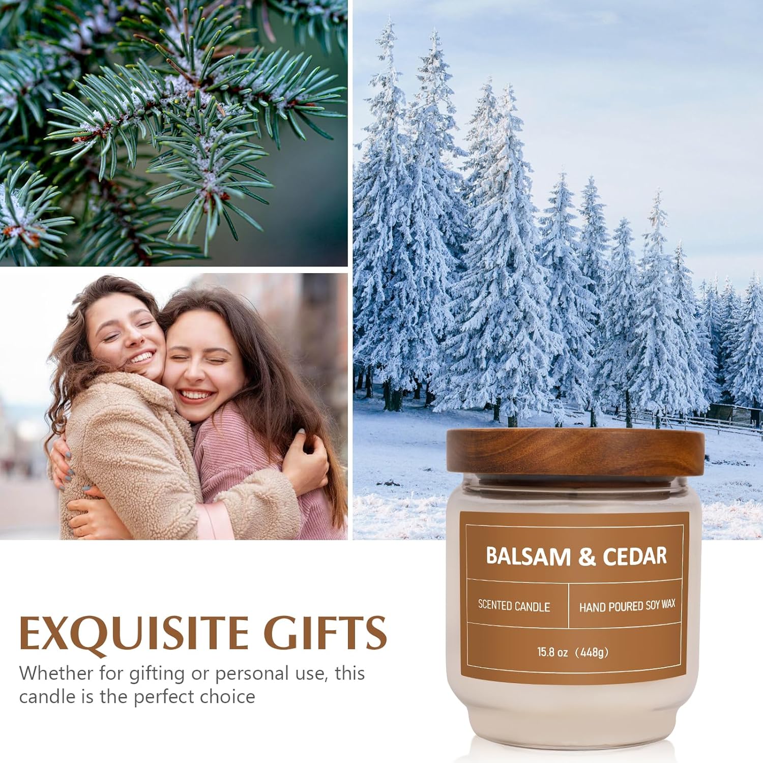 Balsam & Cedar Candle, 15.8oz Large Pine Scented Candles, Jar Candle for Home Scented, Aromatherapy Soy Wax Candle, Teacher Appreciation Gifts, Relaxing Holiday Gifts for Men Women Mother Father - Image 7