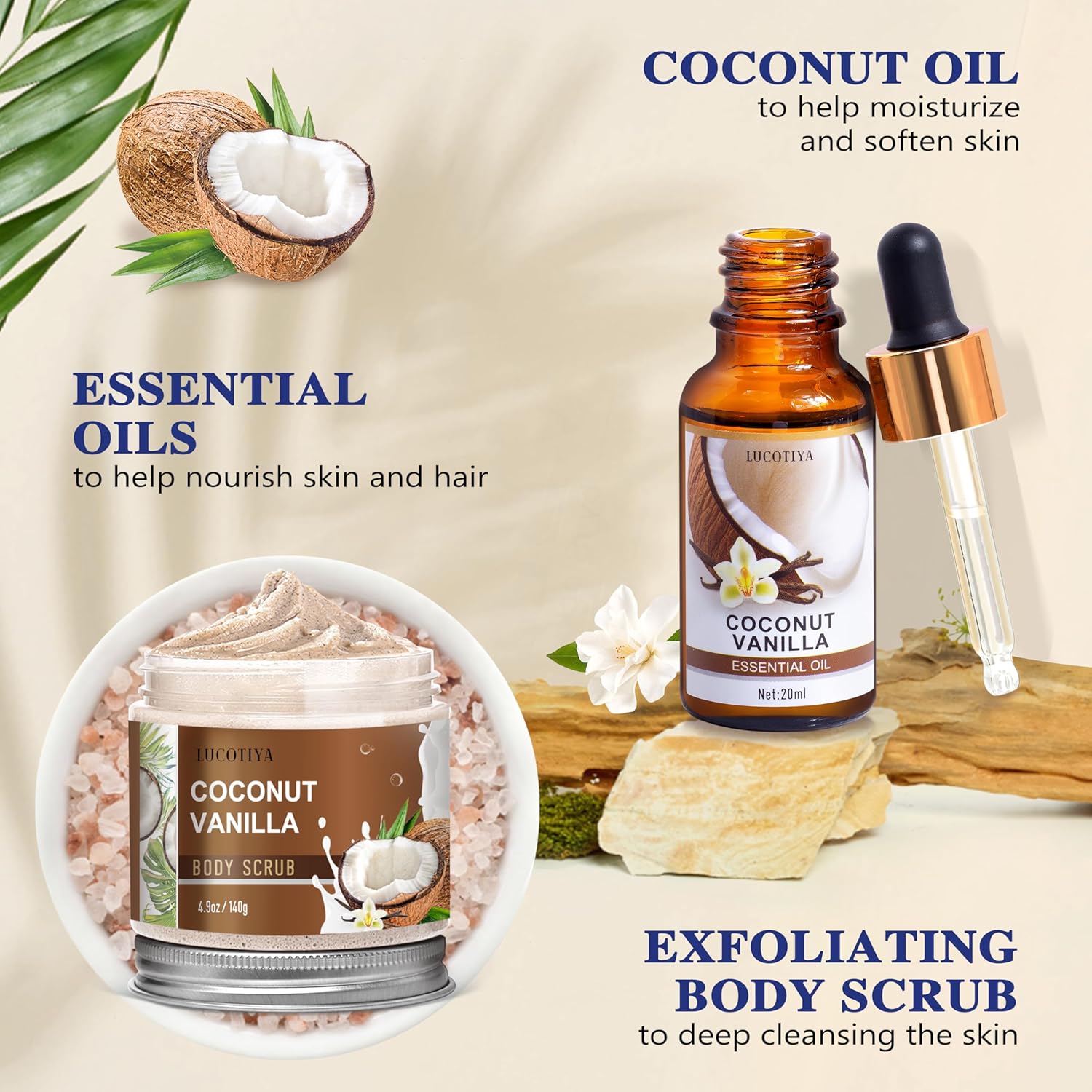 Vanilla Coconut Relaxing Bath and Body Gift Set for Women's Self-Care - Image 3