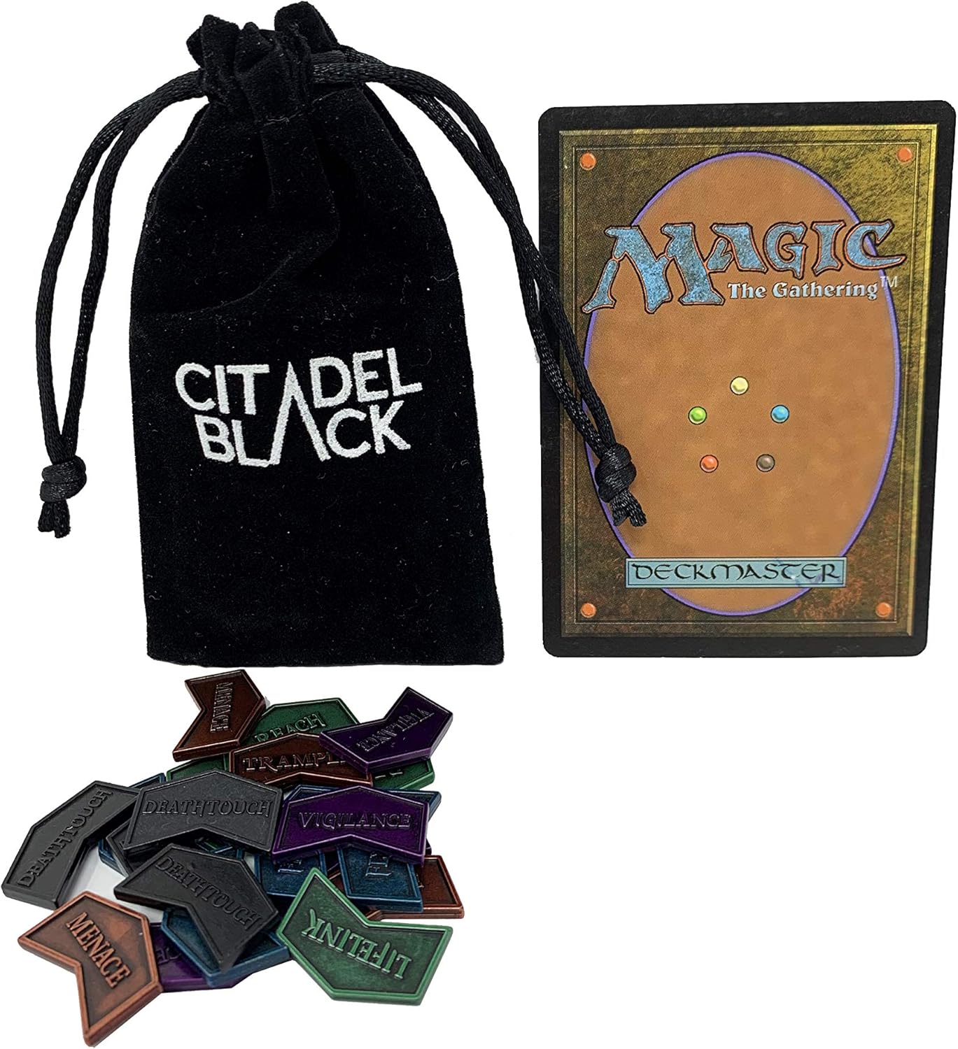 Citadel Black MTG Metal Keyword Counters - Set of 24 Reversible Tokens - Includes Drawstring Pouch, Antique Metal Finish, Designed for MTG TCG Magic: The Gathering Accessory - Image 7