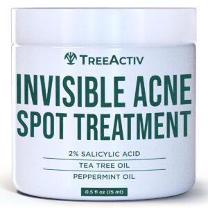 TreeActiv Invisible Salicylic Acid Cystic Acne Treatment For Face Original Formula, 0.5 fl oz, Acne Face Cream, Acne Spot Treatment for Face & Body, Acne Clearing Cream Moisturizer for Teens & Adults