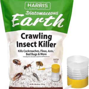 Harris Diatomaceous Earth Crawling Insect Killer, 4lb with Powder Duster Included Inside The Bag