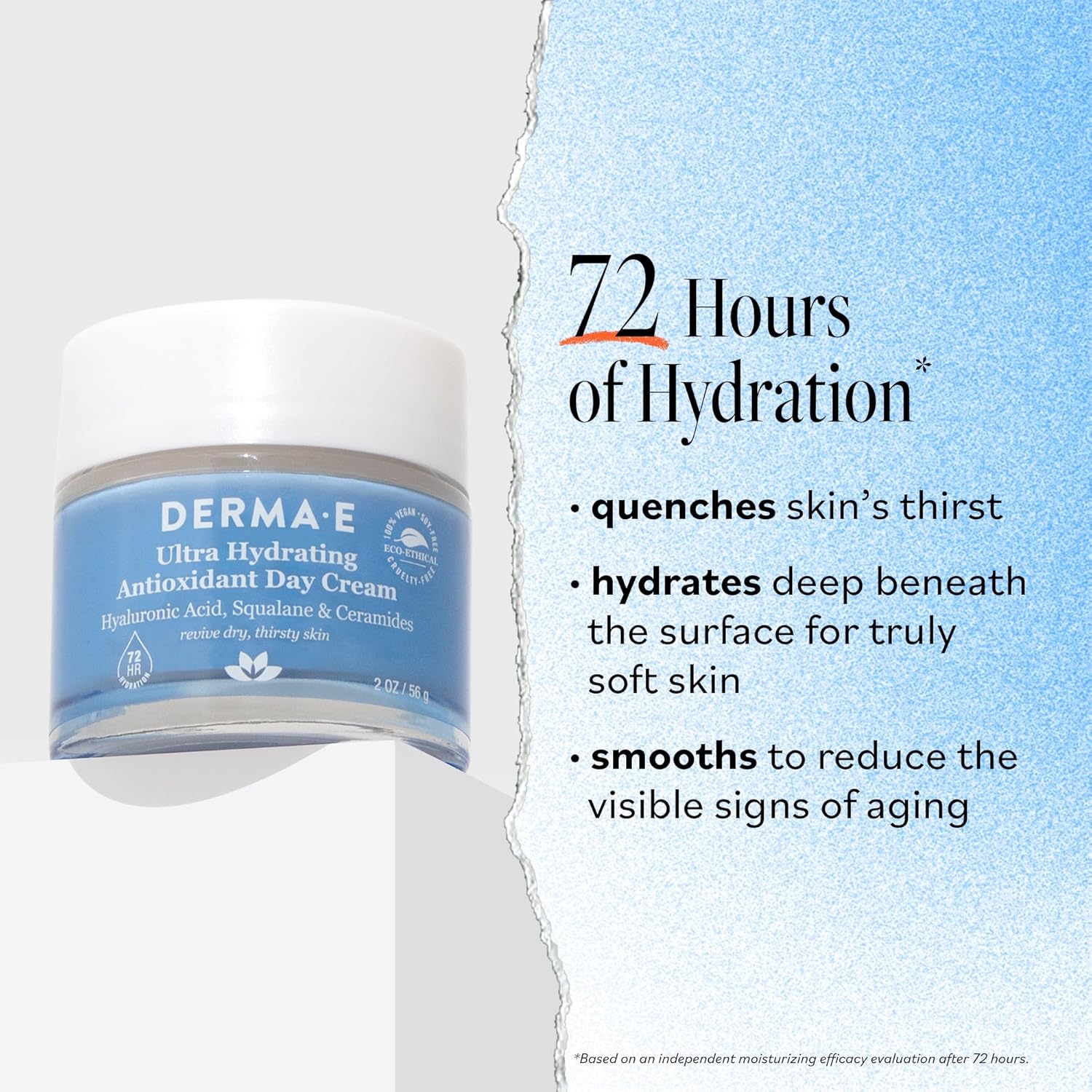 Derma E Ultra Hydrating Antioxidant Day Cream – Face Moisturizer with Hyaluronic Acid, Squalane, and Ceramides to Smooth and Nourish, Hydrating Face Moisturizer for Sensitive Skin, 2 Fl Oz - Image 2