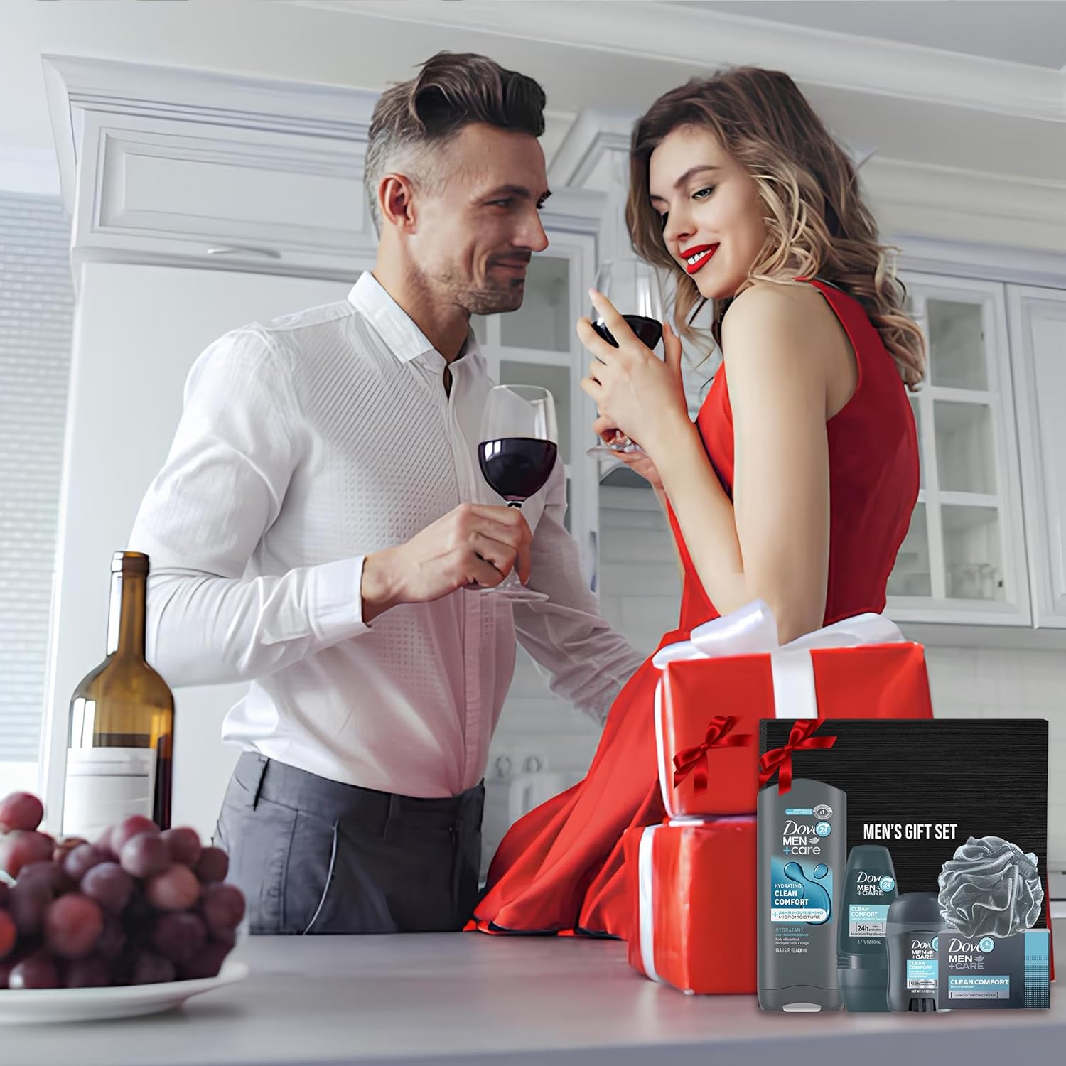 Dove Men+Care Father's Day 5 Piece Gift Set with Body Wash, Deodorant Stick, Roll On, Bar Soap, and Shower Pouf - Image 4