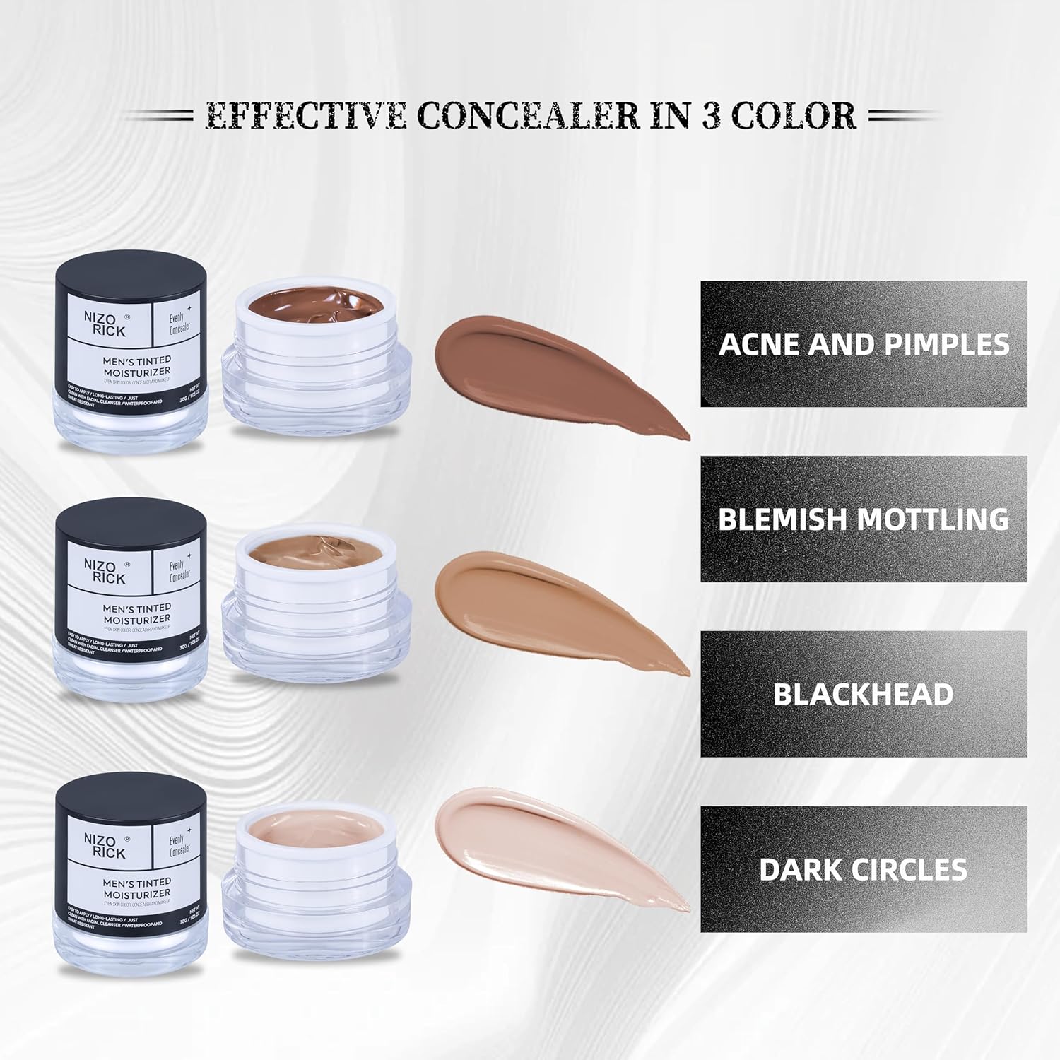 Men's Hydrating Full Coverage BB CC Cream Tinted Moisturizer Foundation 30g - Image 5
