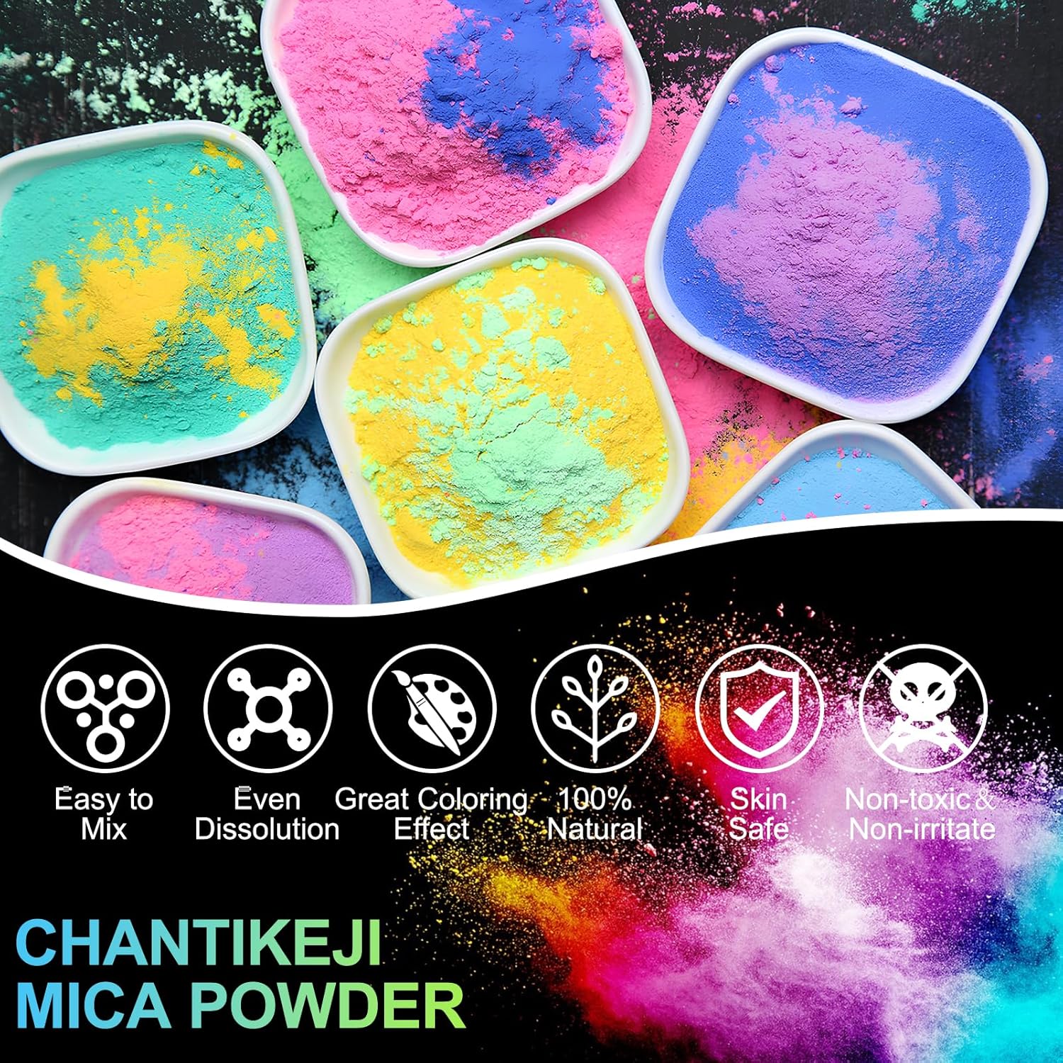 Mica Powder,24 Colors - 10g/Bottle of Natural Pigment Powder for Epoxy Resin,Soap Making,Candle Making,Lip Gloss,Car Freshies,Dye,Nail Polish,Bath Bombs - Image 6