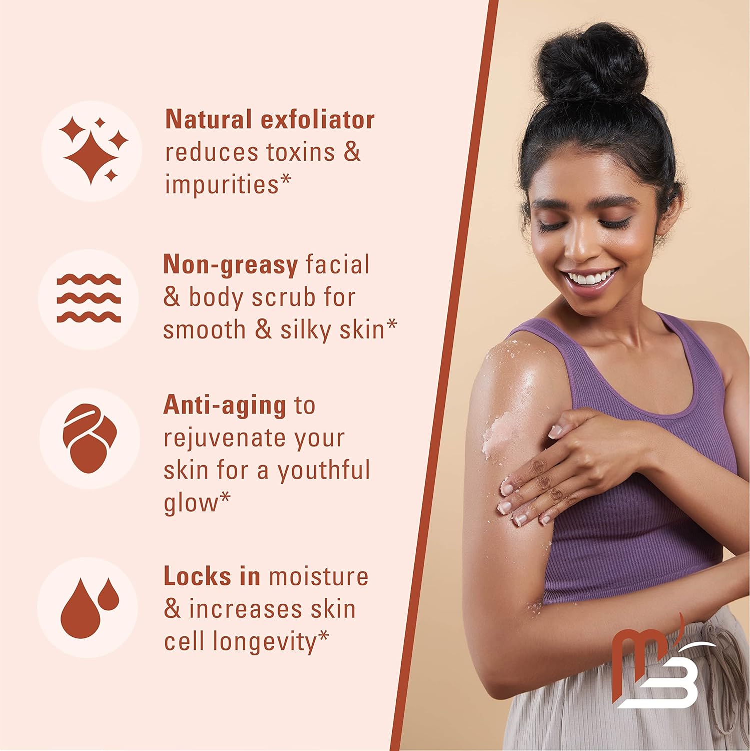 Himalayan Salt Scrub, Face, Foot, and Body Exfoliator with Collagen and Stem Cells, Exfoliating Scrub for Toning, Cellulite, and Skin Care by M3 Naturals - Image 3