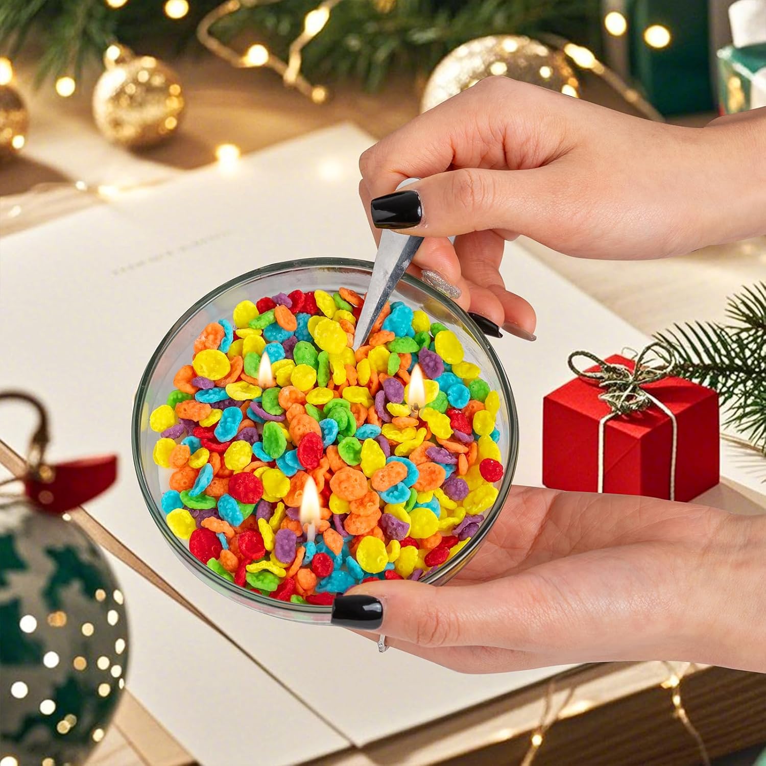Fruity Cereal Bowl Candle with Spoon 3 Wick Soy Wax Cute Breakfast Decor Gift - Image 2