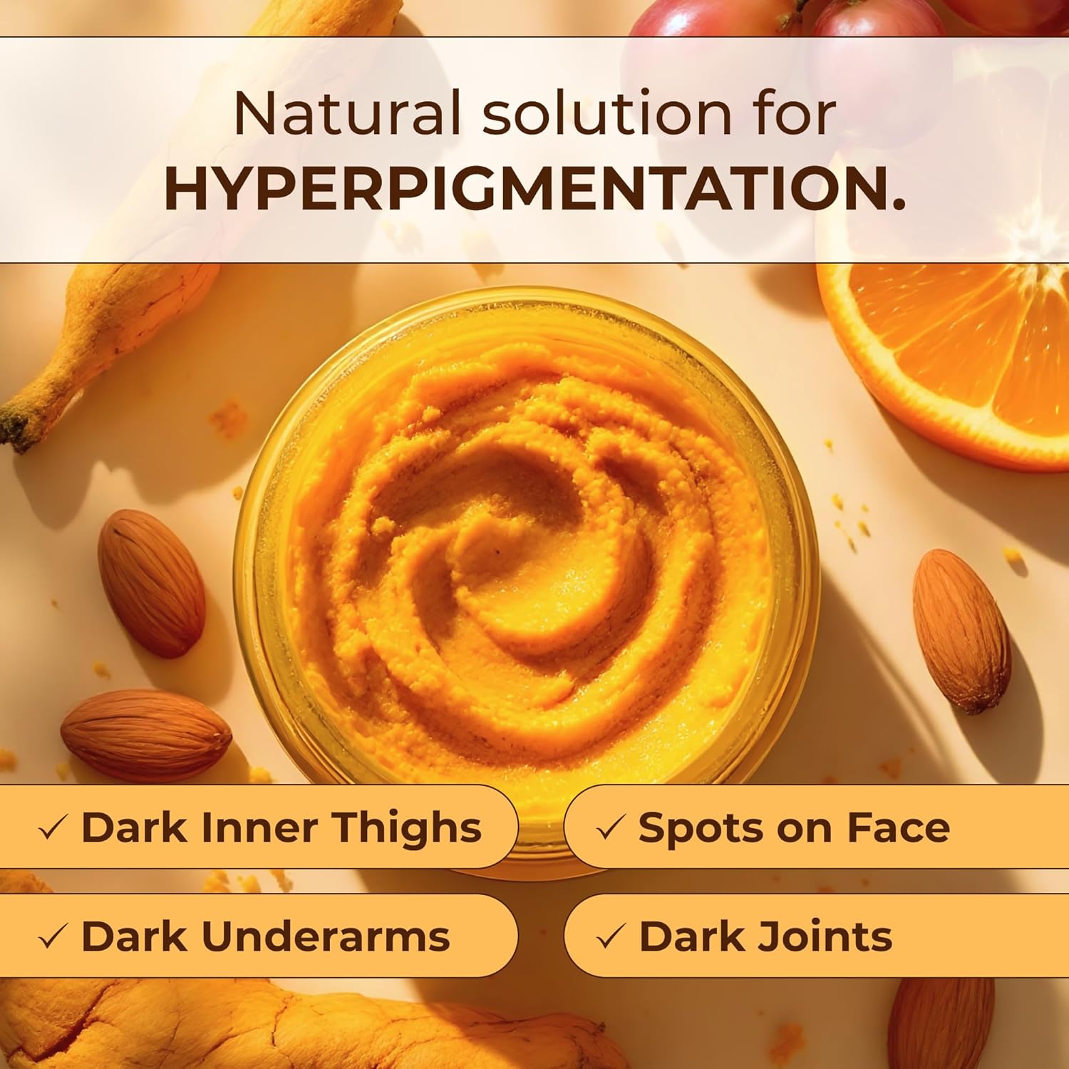 GLO Melanin Turmeric Scrub for Dark Spots, Brightening Inner Thighs Bikini Area Underarms, Natural Exfoliating Face - Image 2