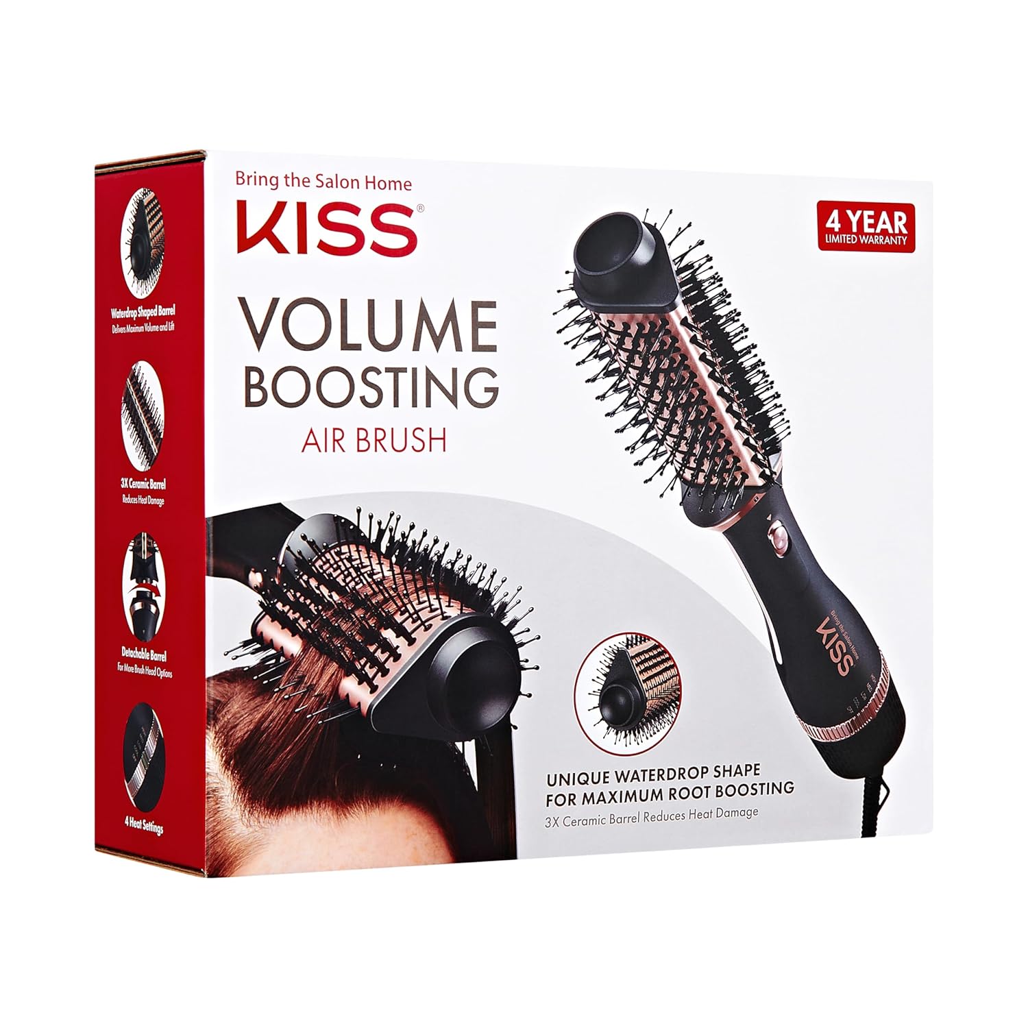 KISS Volume Boosting Hot Air Brush, Maximum Root 3X Ceramic Volumizer & Blow Dryer, One-Step Hair Dryer Brush & Hair Styler, Detachable Waterdrop Shaped Brush Head, Tangle-Free Bristles - Image 11