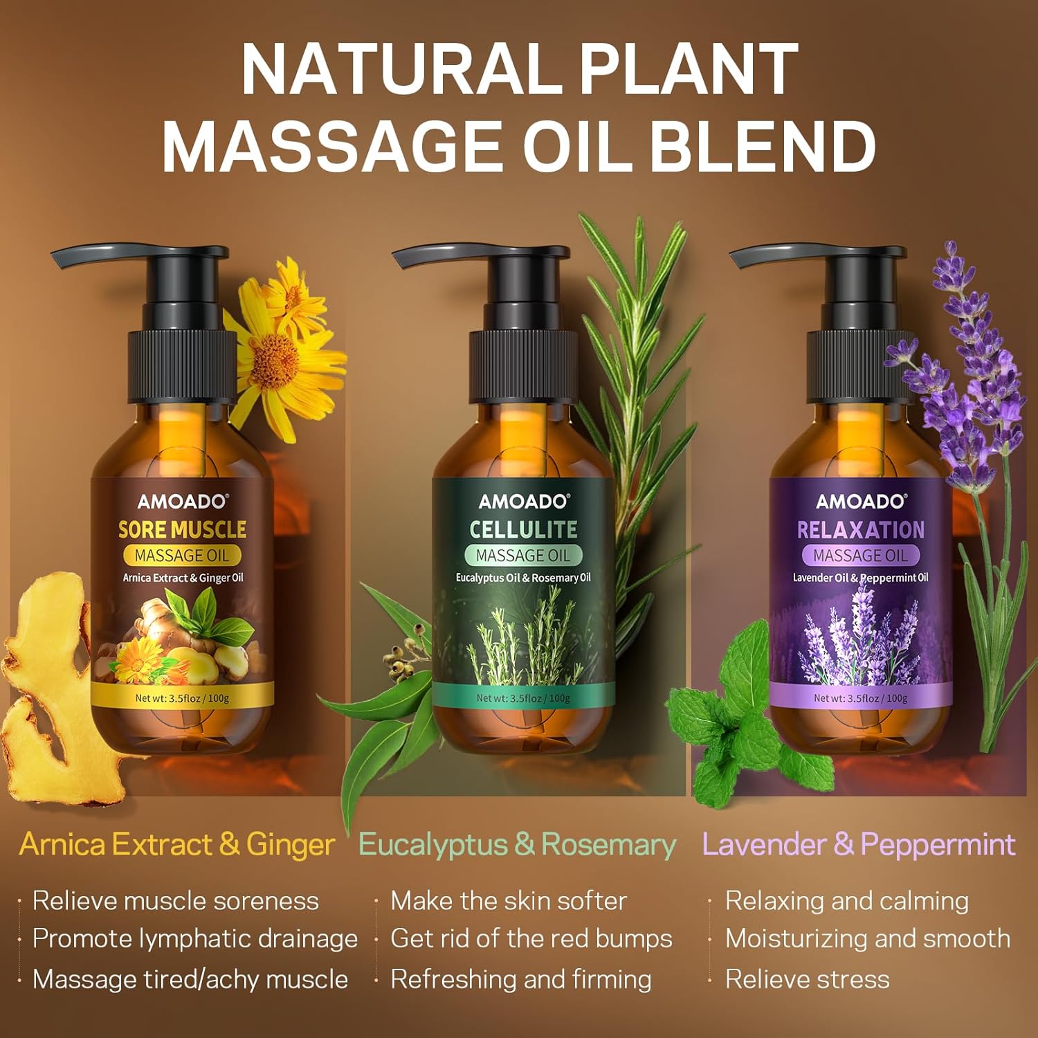 10.5oz Muscle Therapy Massage Oil for All Skin Types with Arnica, Eucalyptus, Lavender Blend - Image 2