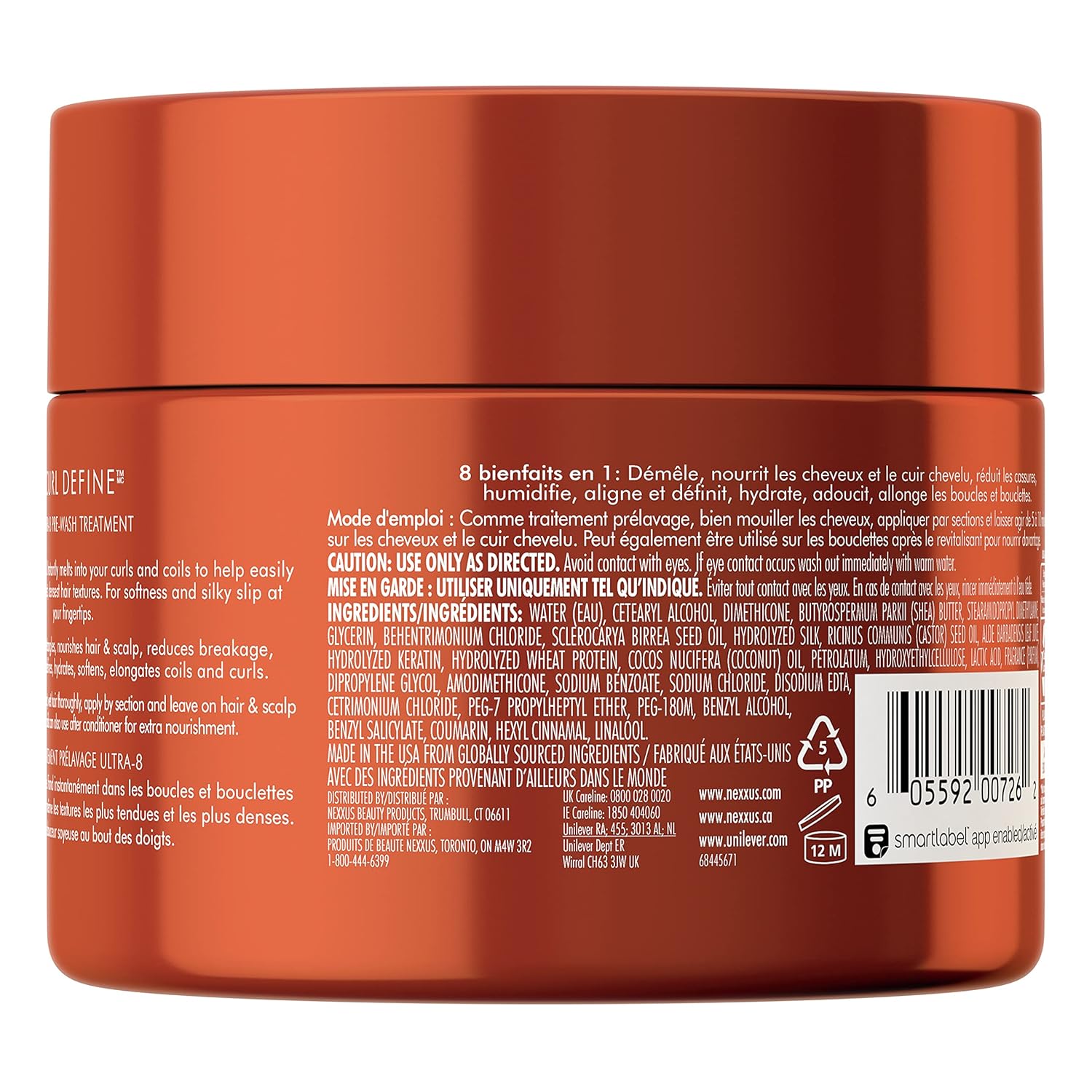 Nexxus Curl Define Pre-wash Hair Treatment for Curly & Coily Hair Hair Mask Deep Conditioner with Castor Oil 8 oz - Image 2