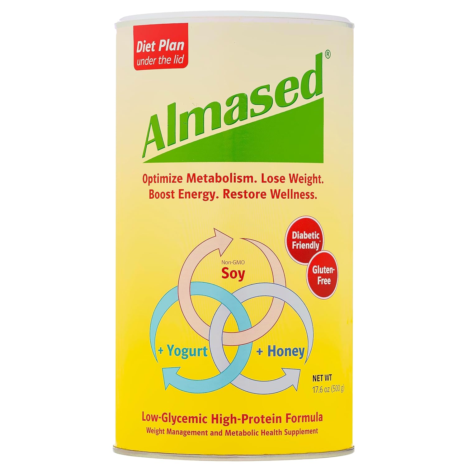 Almased Protein Powder for Weight Loss Kit for Men & Women, Natural Meal Replacement Shake for Weight Loss, Supplement, 24 Grams of Protein Per Serving (Original Flavor, 2 Cans @ 17.6 oz ea + Shaker Bottle + Scoop) - Image 2
