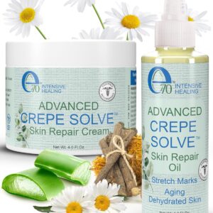 Advance Crepe Solve Skin Firming Cream & Moisturizing Body Oil Set - Made with Natural Oils, Licorice Root & Chamomile Extract - Face & Body Serum & Crepey Skin Smoothing Cream
