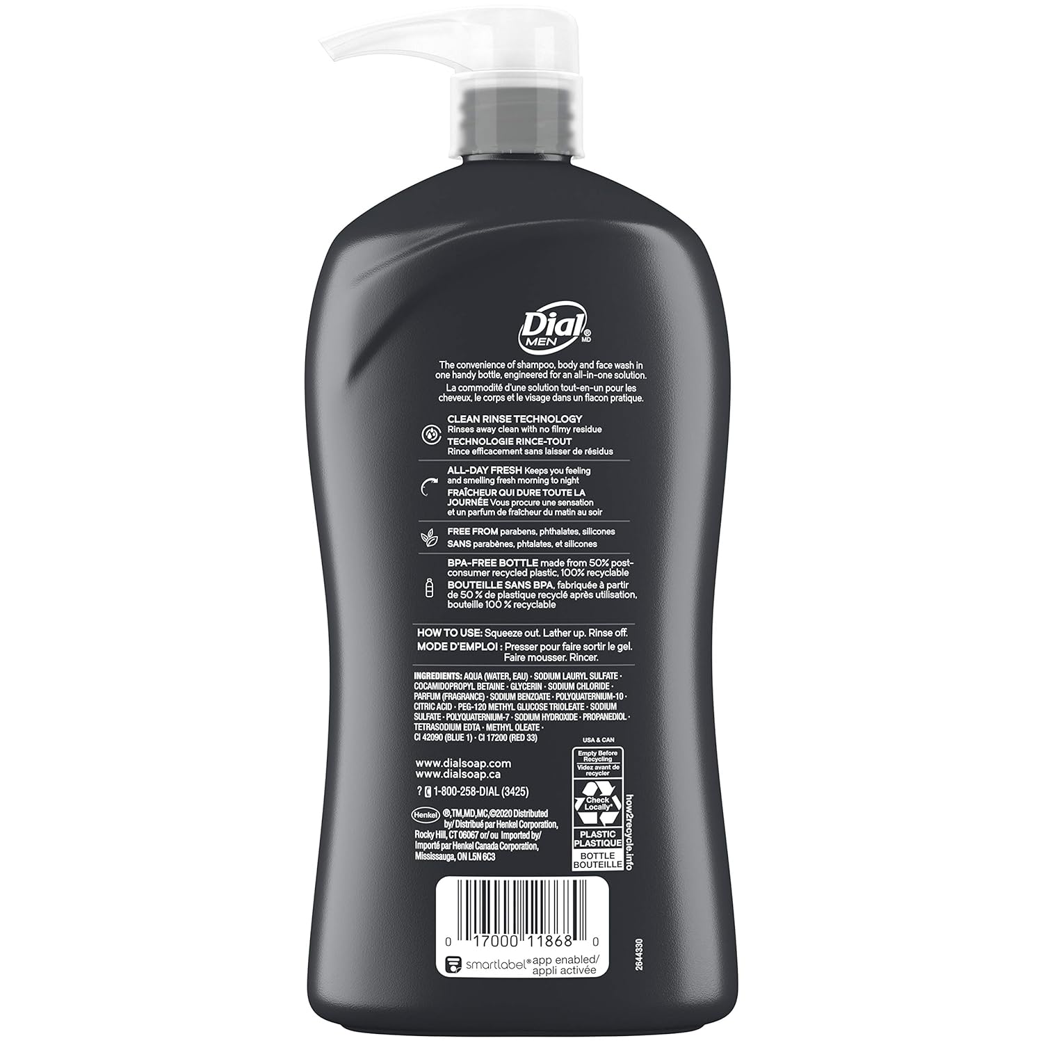 Dial Men 3in1 Body, Hair and Face Wash, Ultimate Clean, 32 Fl Oz - Image 8
