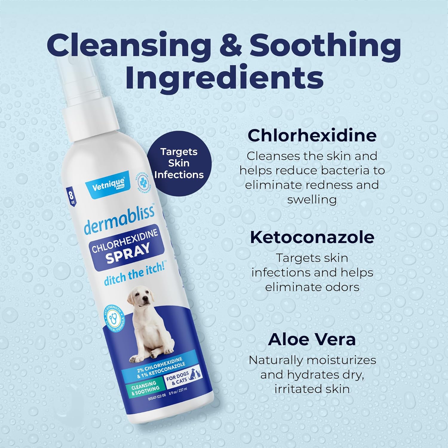 Vetnique Dermabliss Hot Spot Treatment for Dogs - Antiseptic Medicated Chlorhexidine Spray - Vet Recommended for Skin Infections, Hot Spots & Irritation (Hot Spot Spray, 8oz) - Image 5
