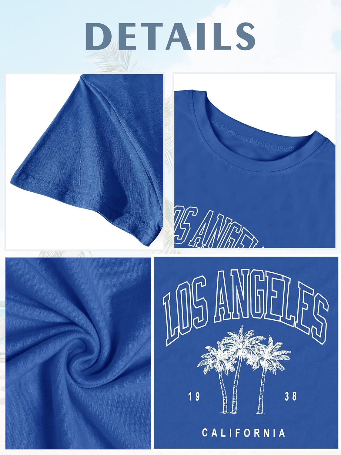 TAKEYAL Women Los Angeles Graphic T Shirts California Letter Print Short Sleeve Tee Loose Casual Tops - Image 4