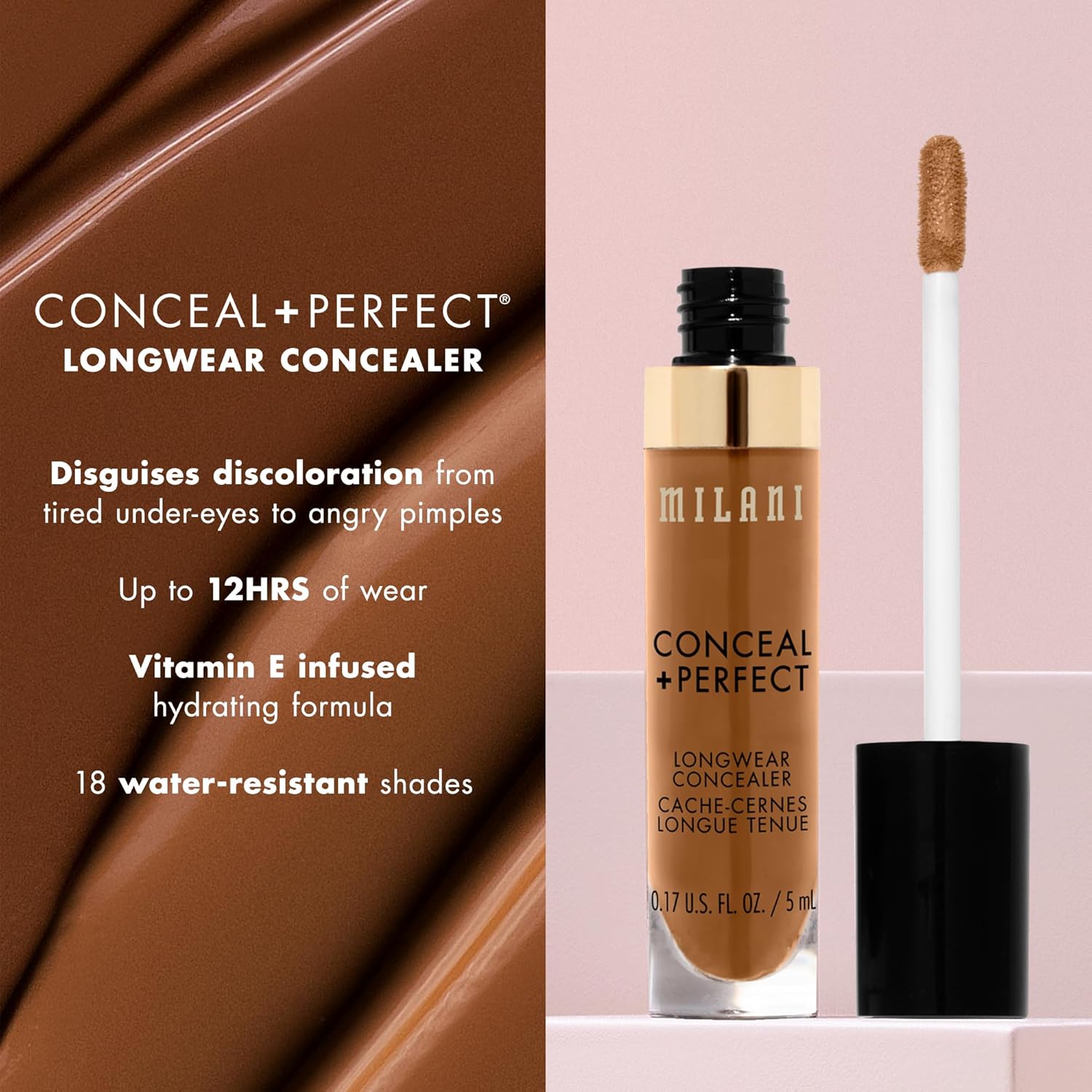 Milani Conceal + Perfect Longwear Concealer Ivory Rose 0.2 oz for Dark Circles and Blemishes - Image 2