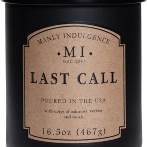 Manly Indulgence Last Call Scented Candles for Men, 16.5 oz Single Wick, Fathers Day Candle, 60H Burn, Candles for Home Scented – Made in The USA