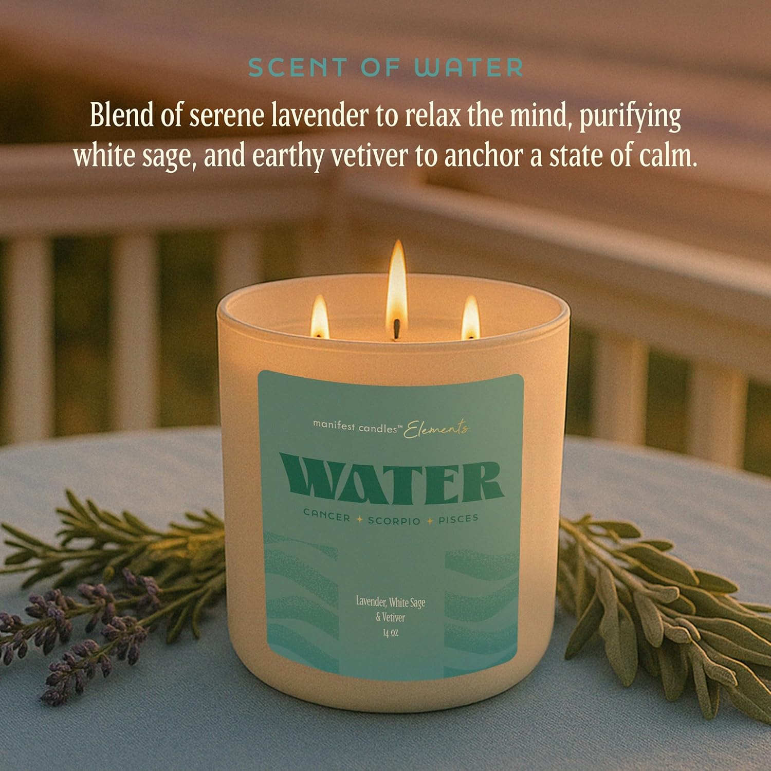 Large 14.5oz 3 Wick Zodiac Water Cancer Pisces Scorpio Zodiac Gifts for Women - 60 Hour Burn - Astrology Gifts for Women, Healing Manifestation Spiritual Candles, Intention Meditation Candle - Image 5