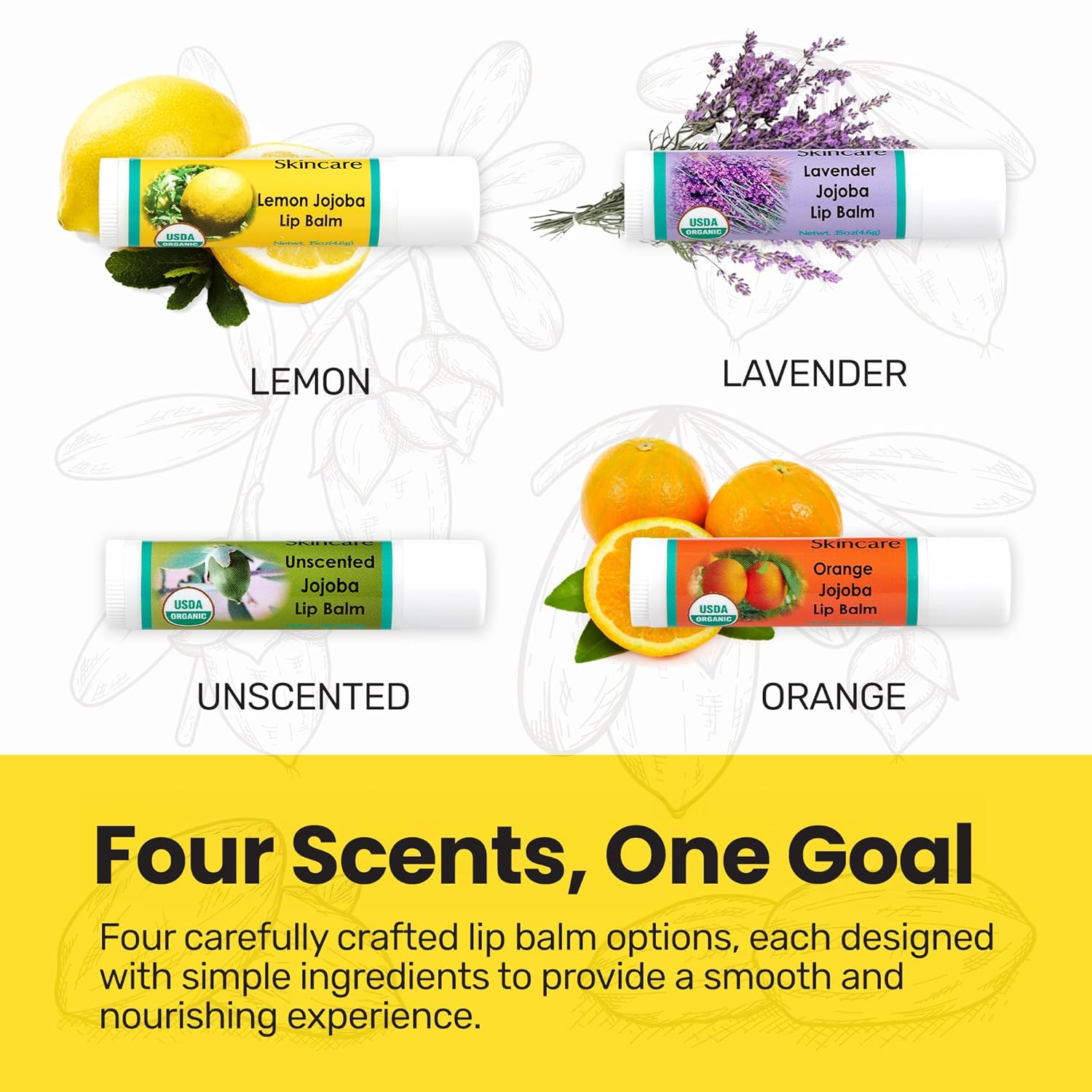 Organic Lip Balm - 70% Jojoba Oil with Beeswax - No Fillers or Additives - Moisturizes Dry Lips - Unflavored, & Travel-Ready - 2-Pack - 0.15 oz/4.6 gm - Lemon Scent - Image 4