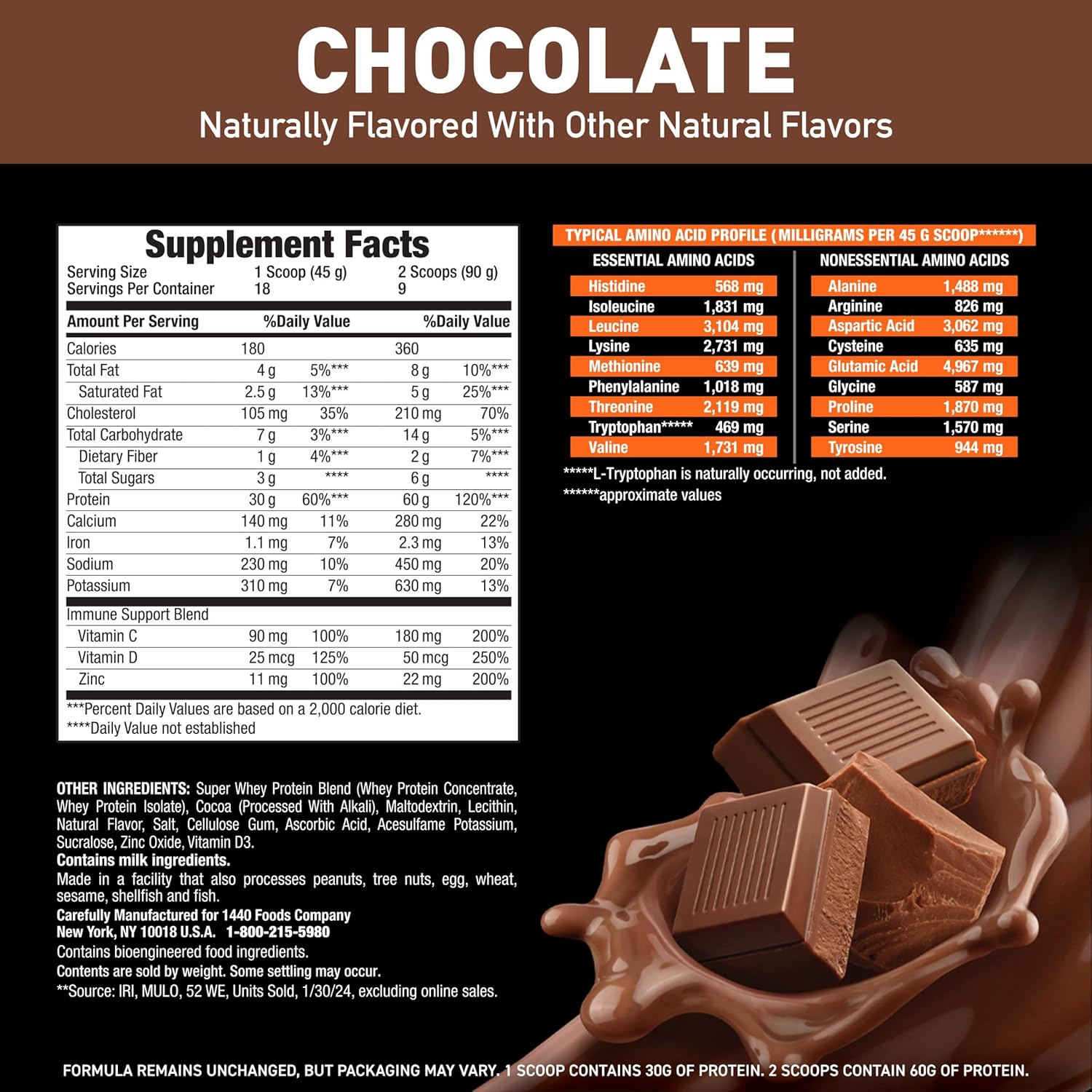 Body Fortress 100% Whey Protein Powder Chocolate 1.78lb Tub High Quality - Image 4