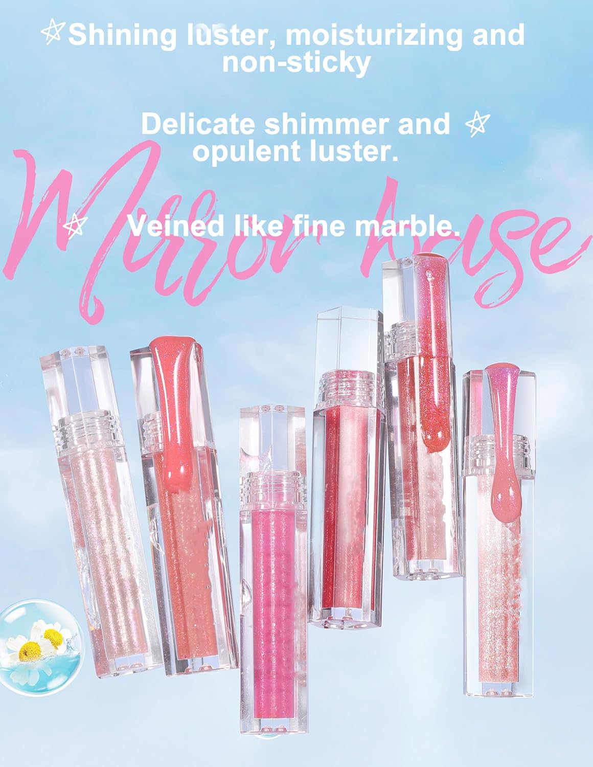 Shimmery Glitter Lip Oil Gloss Set 6 Vegan Colors 0.2 oz Plumping Non-Sticky - Image 3