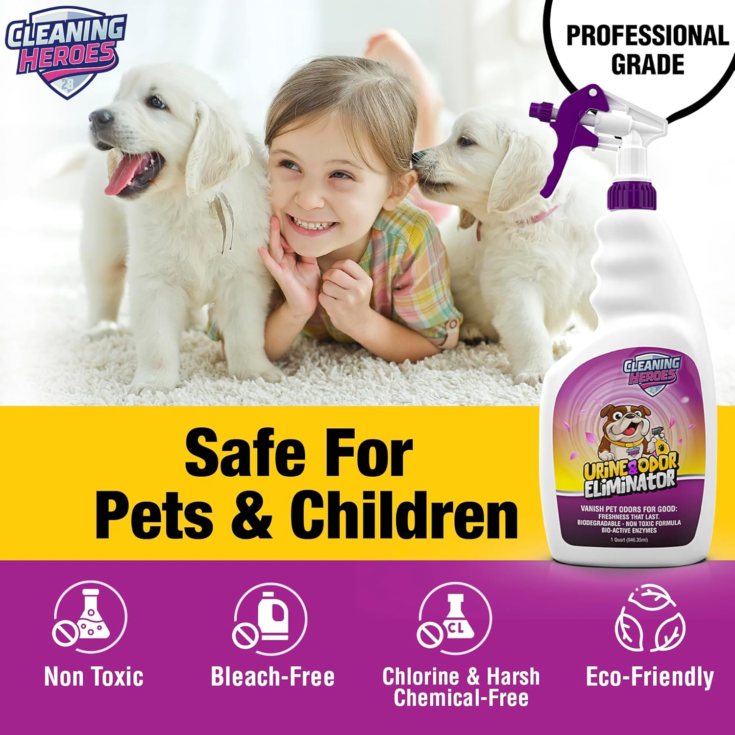 Enzyme Carpet Cleaner and Urine Odor Eliminator 32oz Spray for Cat and Dog Pee - Image 3