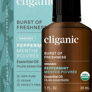 Cliganic Organic Peppermint Essential Oil, 1oz - 100% Pure Natural Undiluted, for Aromatherapy | Non-GMO Verified (Packaging May Vary)