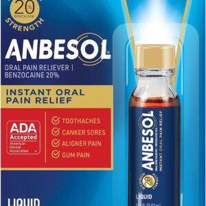 Anbesol Maximum Strength Gel, Instant Oral Pain Relief For Toothaches, Mouth Sores*, Gum, Braces & Denture Pain, ADA Accepted, 0.41 oz