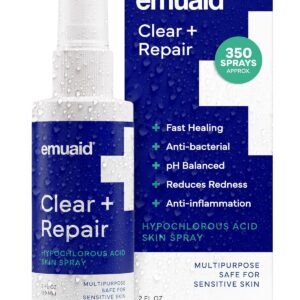 emuaid Clear + Repair Hypochlorous Acid Skin Spray, Hydrating Face and Mist Protection, Multi-Use Care for Sensitive Skin, Travel Size, 1 Pack
