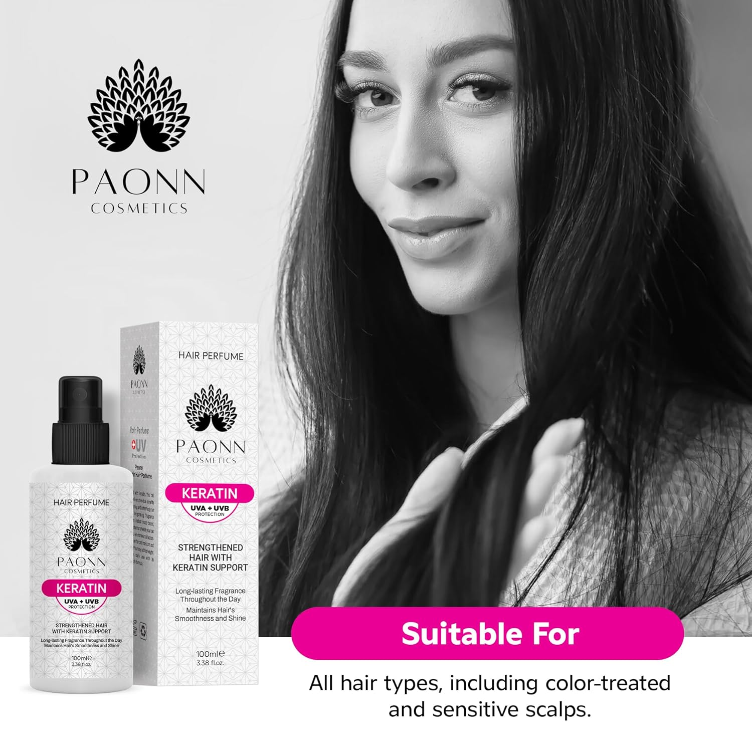 Keratin Hair Perfume, Keratin-Enriched Mist, UVA & UVB Protection Fragrance, Long-Lasting Scent, Hair Care Smoothness & Shine - Image 6