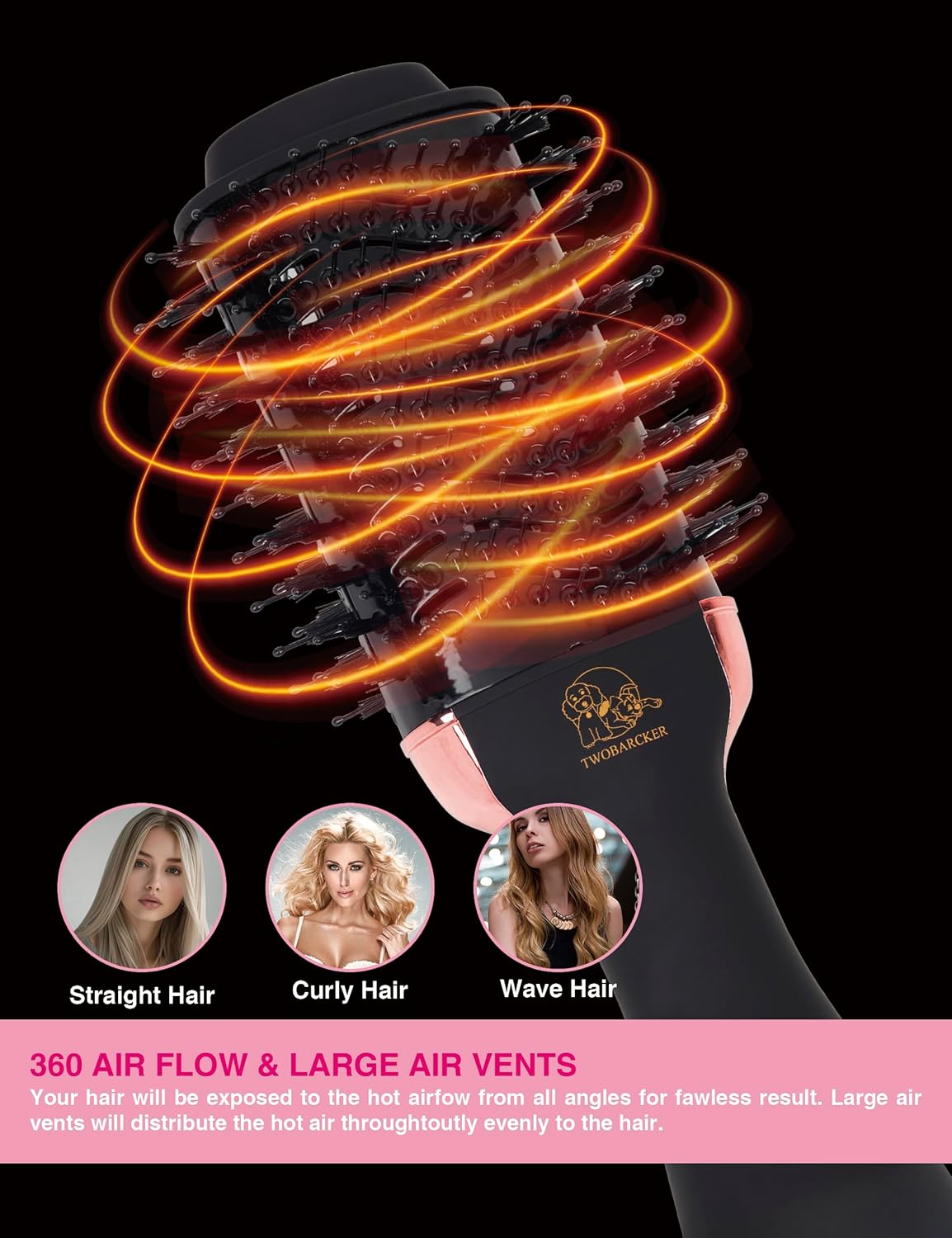 Hair Dryer Brush Blow Dryer Brush in One, 4 in 1 Ionic Hair Dryer and Styler Volumizer with Oval Titanium Barrel, Hot Air Straightener for Smooth Frizz-Free Blowout - Image 6