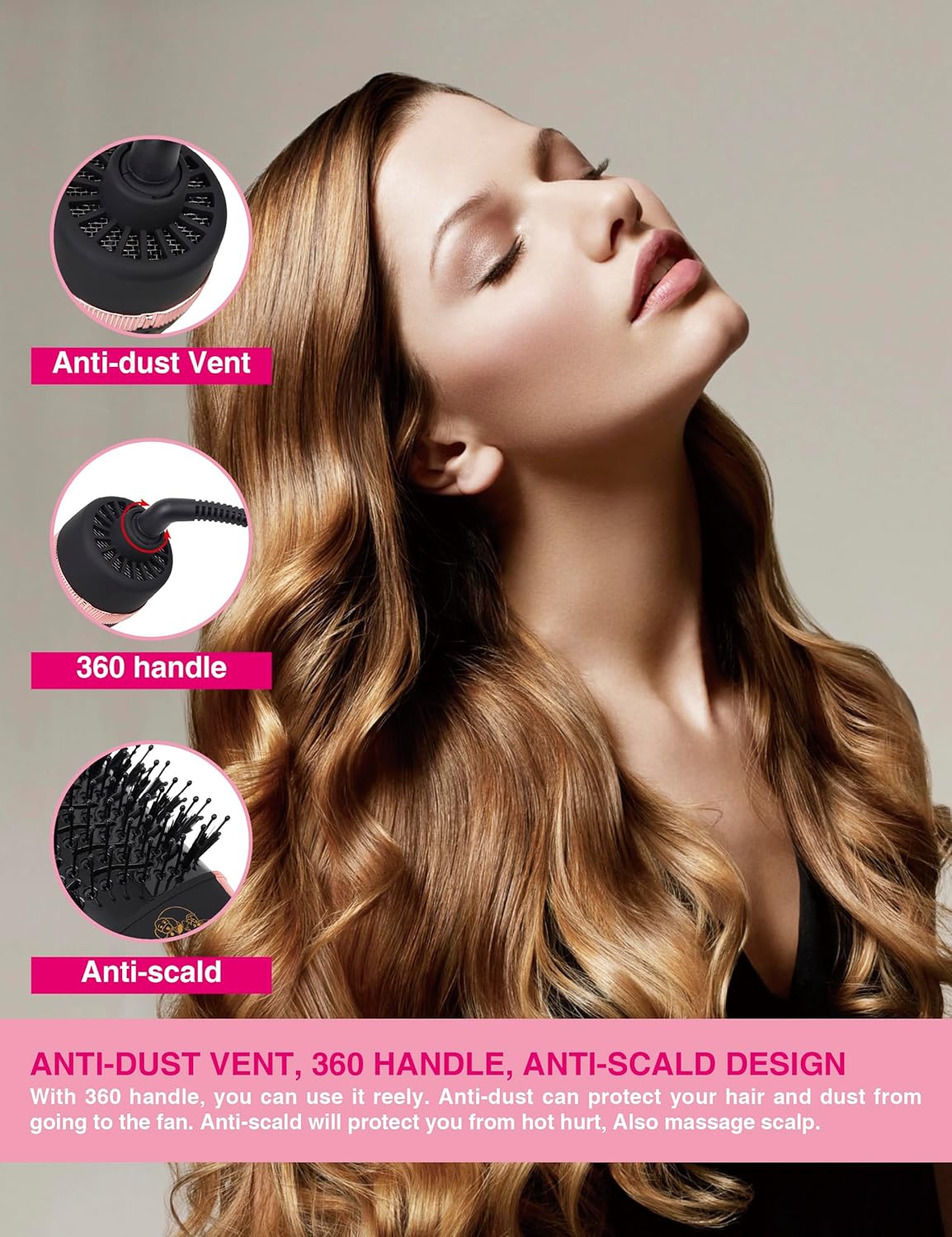 Hair Dryer Brush Blow Dryer Brush in One, 4 in 1 Ionic Hair Dryer and Styler Volumizer with Oval Titanium Barrel, Hot Air Straightener for Smooth Frizz-Free Blowout - Image 7
