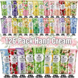 126 Pack Hand Cream Set for Women, Bulk Hand Lotion Travel Size for Dry Cracked Hands, Mini Hand Lotion for Bridal Shower Favors, Thank You Gifts, Employee Appreciation Gifts and Birthday Gifts