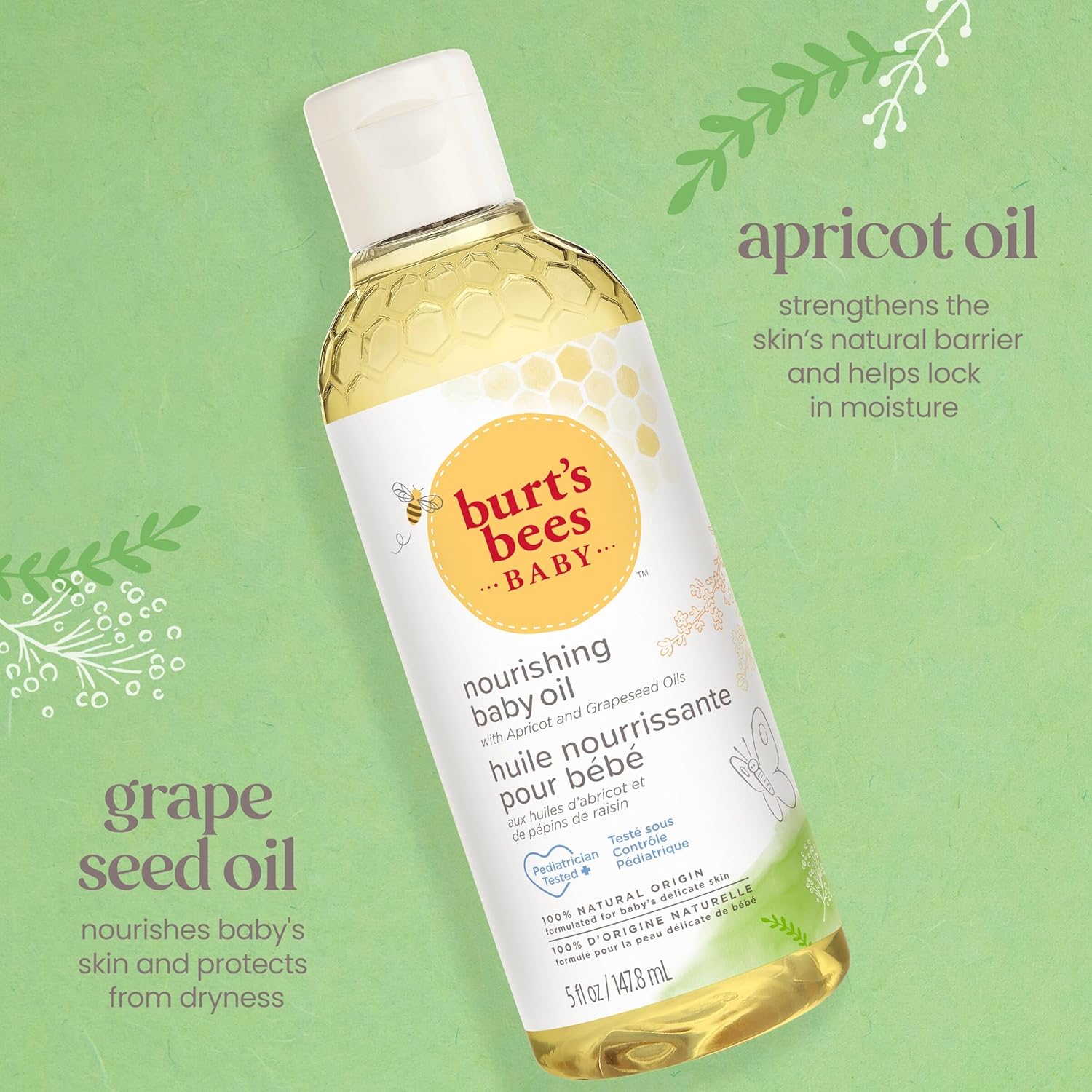 Burt's Bees Baby Nourishing Baby Oil, 100% Natural Origin Skin Care - 5 Ounce Bottle - Image 2