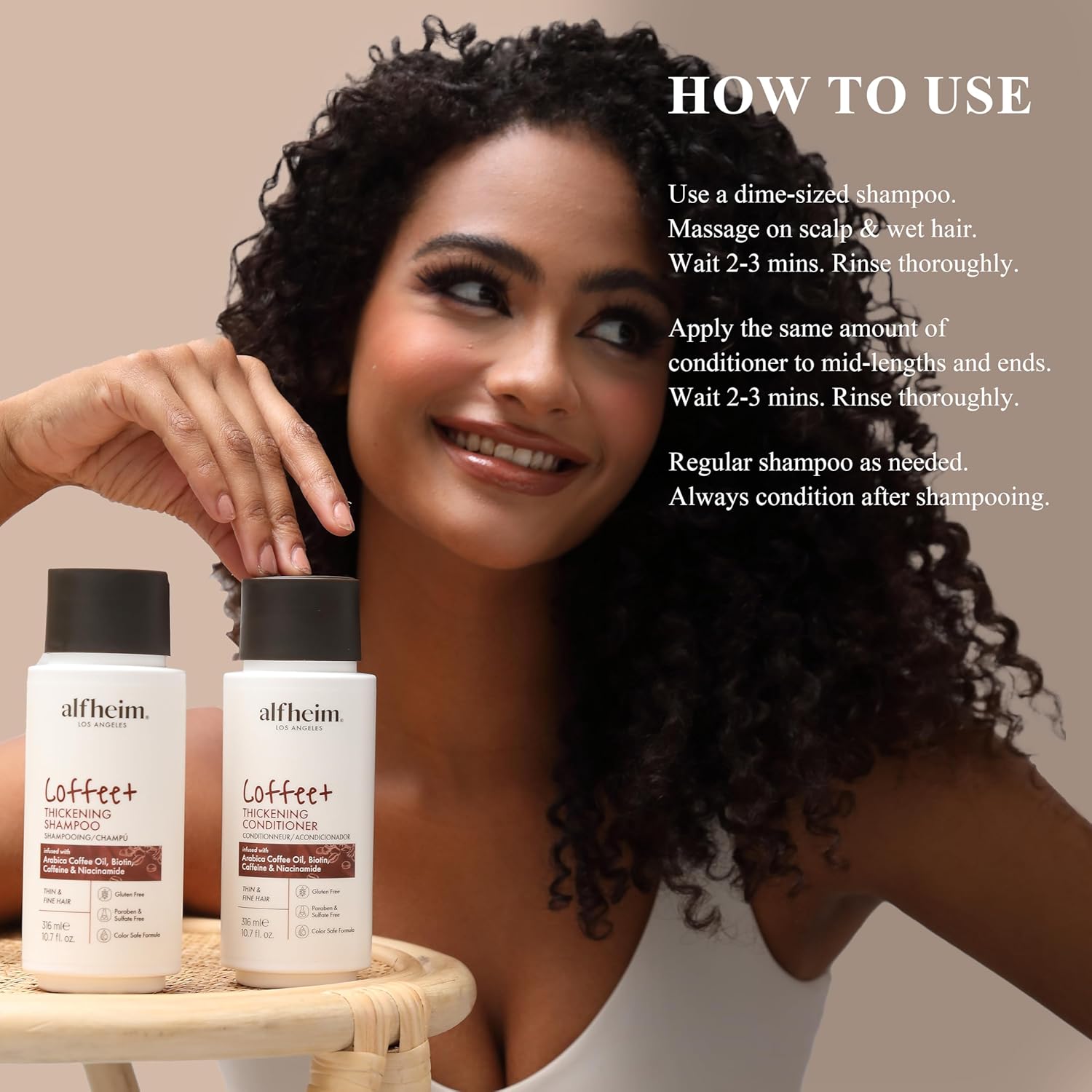 Caffeine Shampoo and Conditioner Set 10.7 oz for Thicker Hair and Scalp Health - Image 4