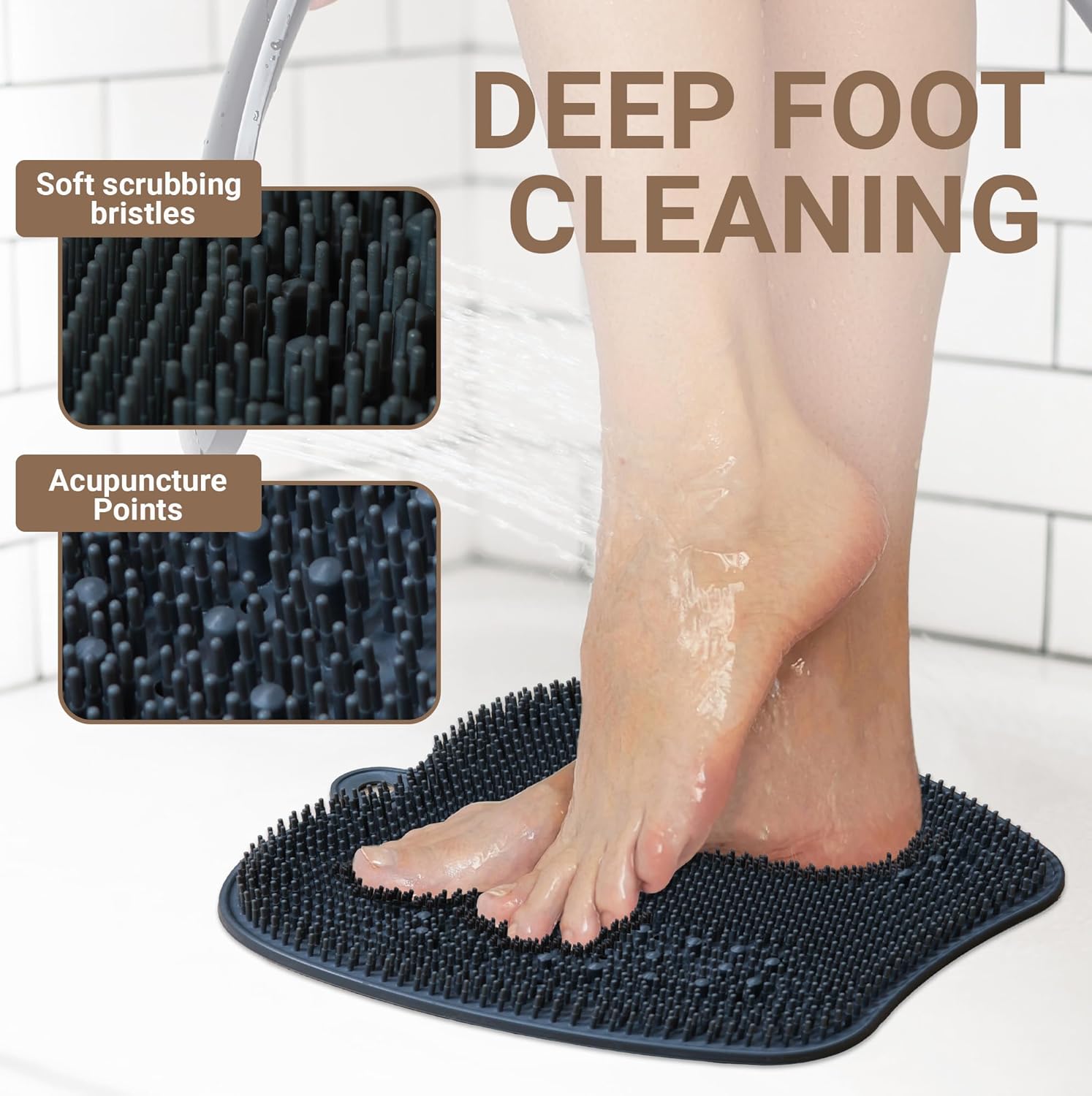 Shower Foot Scrubber Mat with Suction Grip | Foot Scrubber in Shower | Hands-Free Exfoliation & Massage | Soft Bristles for Deep Clean & Relaxation | Non-Slip, Mountable Design for Spa at Home - Image 2