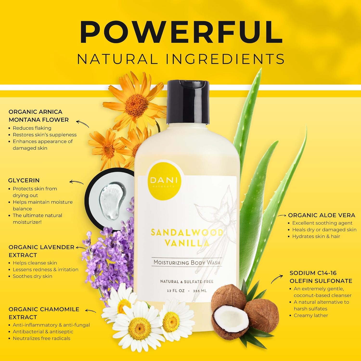Naturals 12 oz Warm Sandalwood Vanilla Body Wash Vegan Sulfate Paraben-Free - Image 2