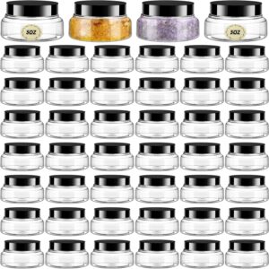 Tessco 48 Pcs Plastic Jars with Lids and Labels Body Scrub Jars Round Refillable Cosmetic Containers Empty Butter Travel Containers for Sugar Scrub Lotions Cosmetics Cream (5 oz,Clear)
