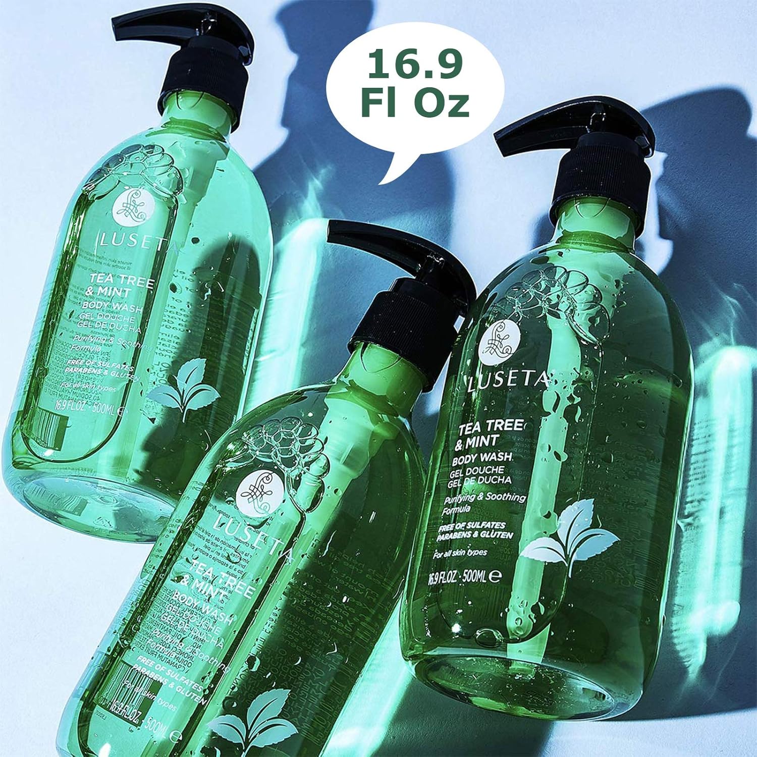 Luseta Tea Tree Oil Body Wash with Mint, Sulfate free, Helps Body Odor, Athlete's Foot, Jock Itch, Ringworm, Yeast Infections, Skin Irritations, Shower Gel for Women/Men 16.9oz - Image 5