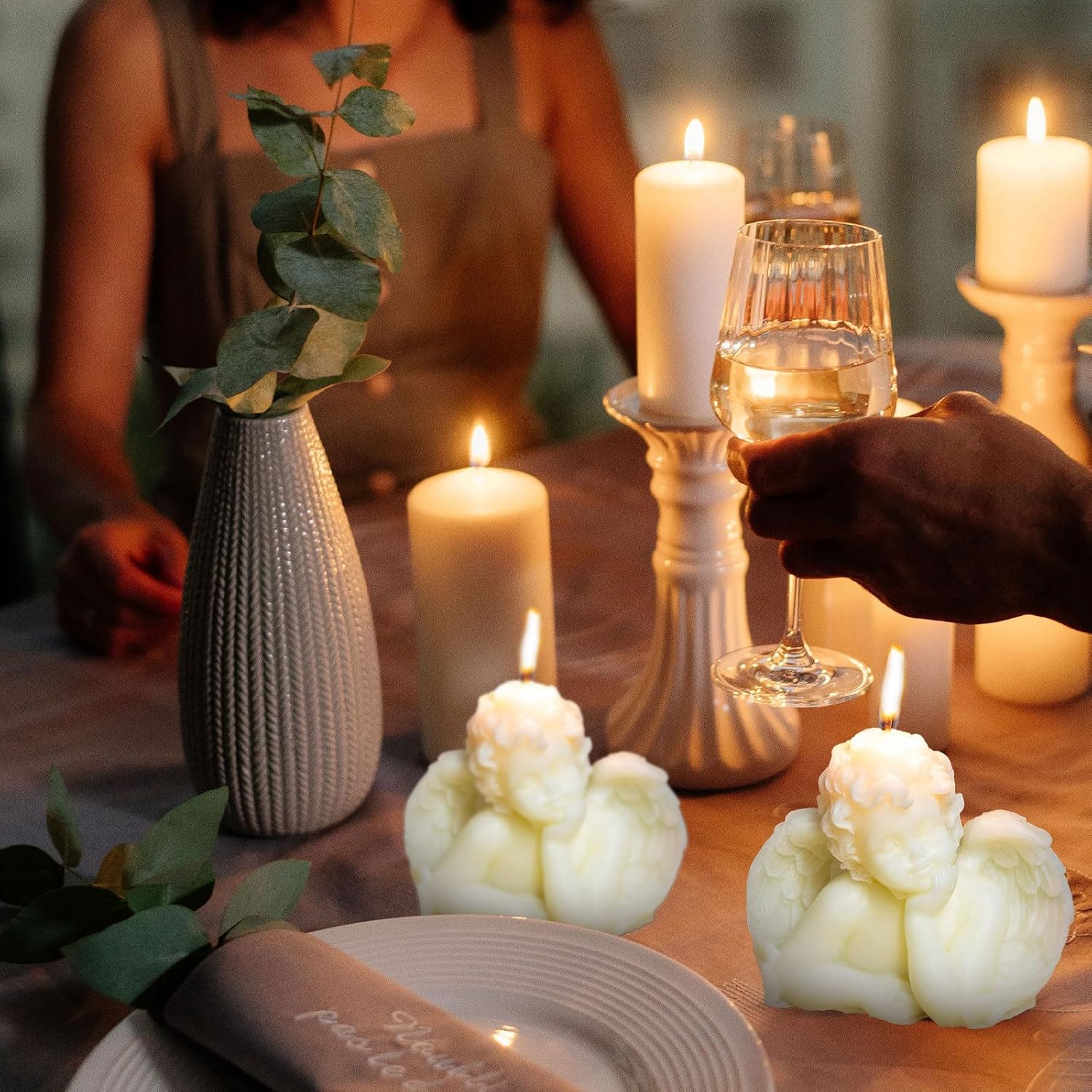 2 Pcs Angel Candle - Soy Scented Candles Aroma Soy Wax Candle Handmade Aesthetic Candle for Home Wedding Photo Prop Decor,Prefect for Meditation Stress Relief Mood Boosting Bath (2pcs Angel Candles) - Image 3
