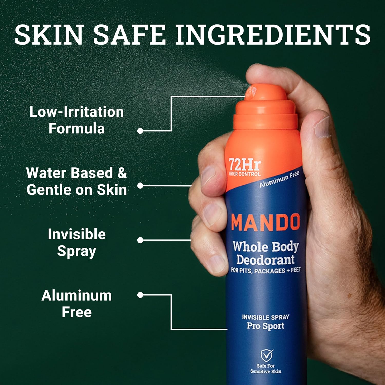 Mando Men's 72-Hour Invisible Deodorant Spray, 2 Pack, 3.6 oz Aluminum-Free Odor Control - Image 3