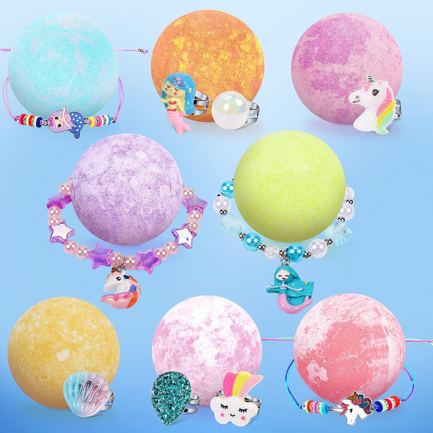 Tacobear Unicorn Bath Bombs for Kids Girls with Toys Surprise Jewelry Inside Natural Organic Bubble Bath Toys for Kids Ages 4-8 Birthday Christmas Easter Gifts for Girls 4 5 6 7 8 Years Old - Image 4