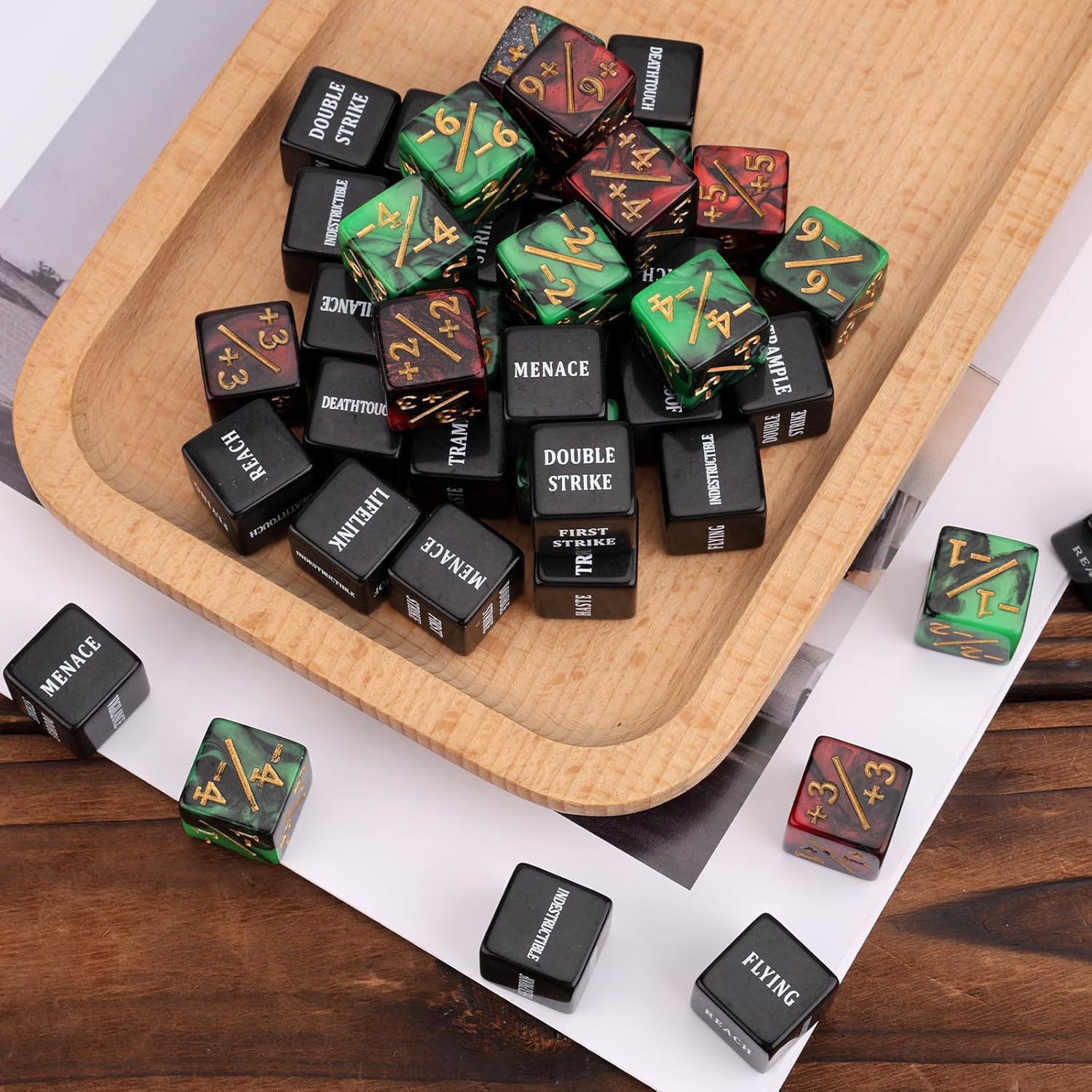48 Piece Abilities Keyword Counter Dice Set with Velvet Pouch for MTG TCG Gaming - Image 3