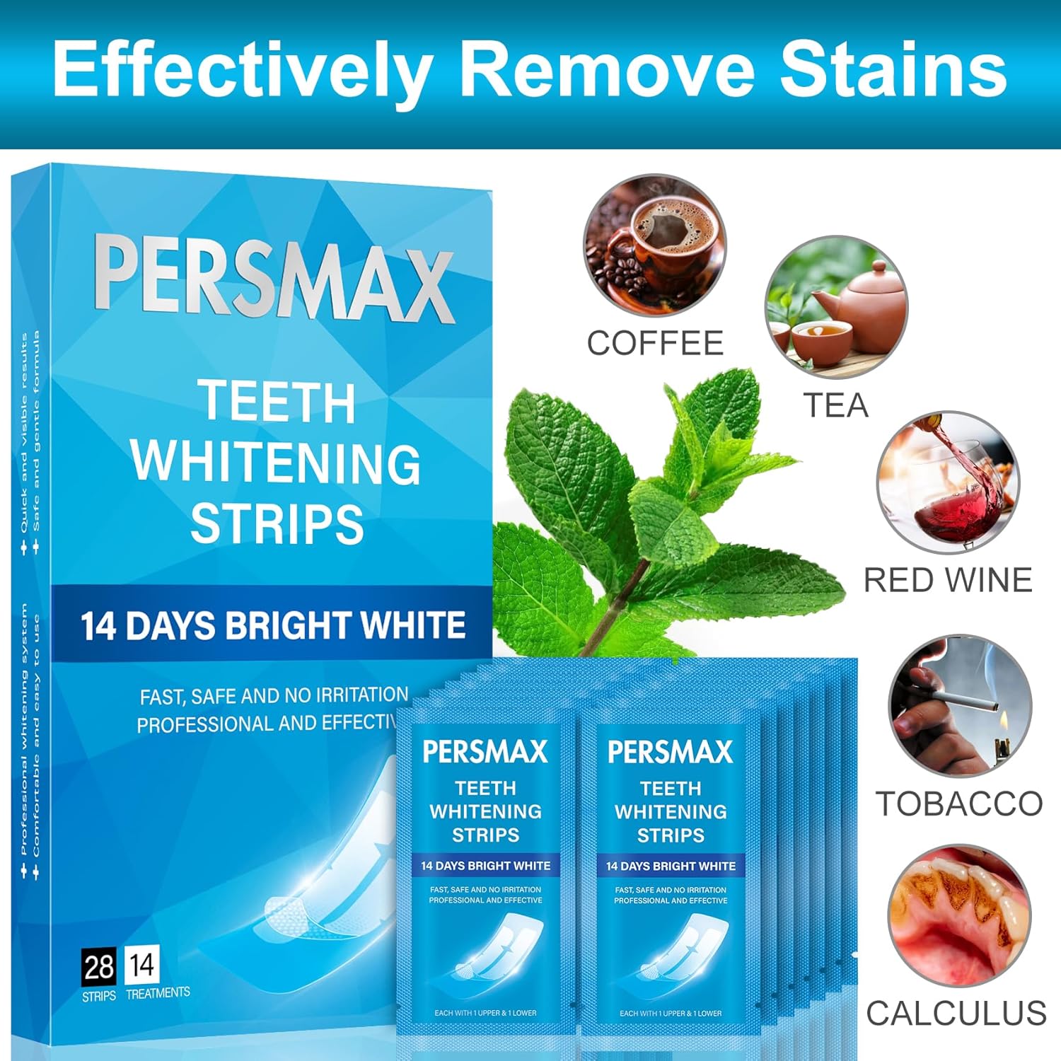 Enamel Safe Teeth Whitening Strips Kit for Sensitive Teeth 14 Treatments 28 Strips - Image 2