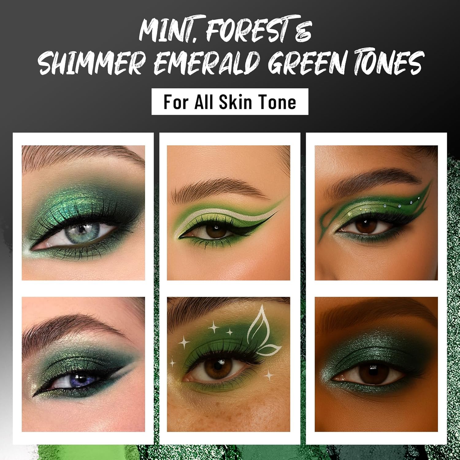 Matte & Shimmer Green Eyeshadow Palette with Mirror 6 Pigmented Colors - Image 4