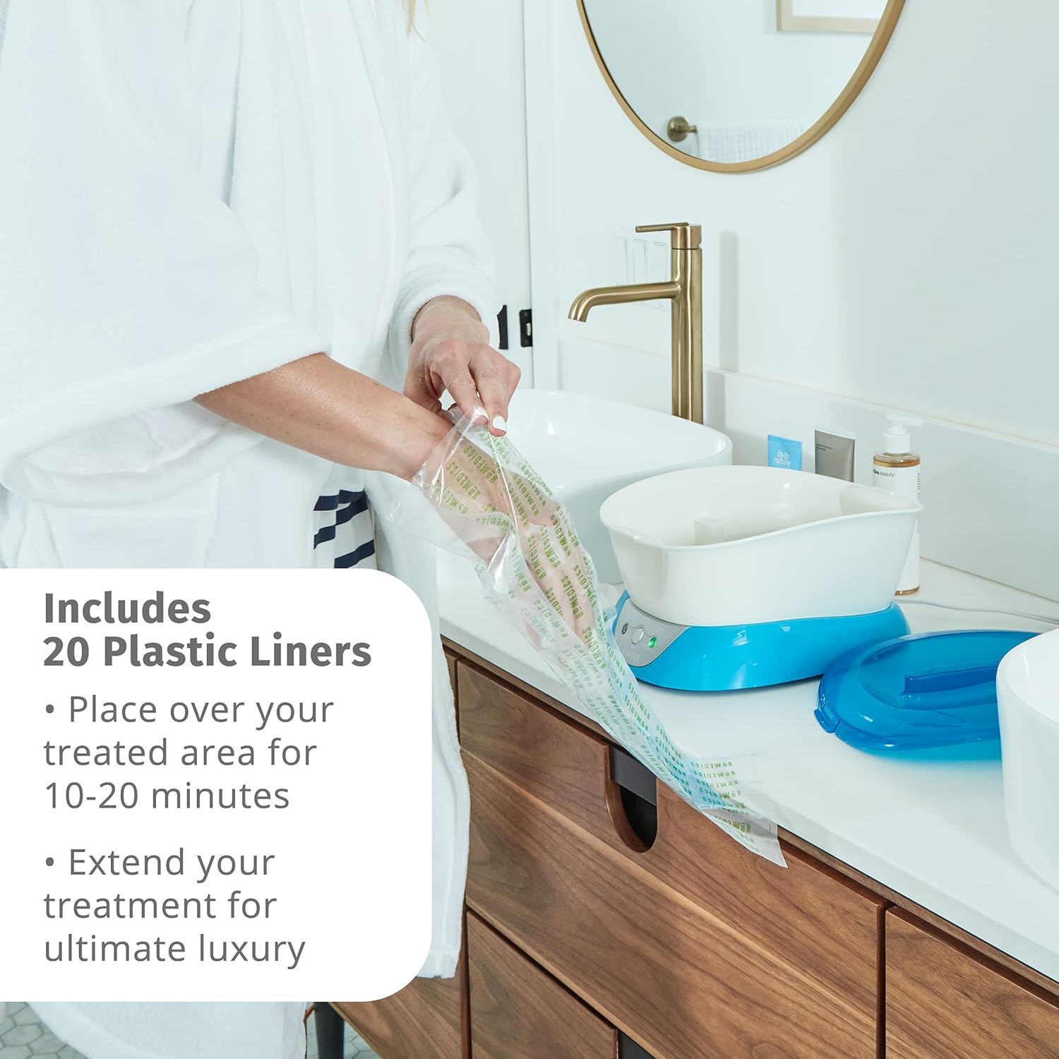 Homedics Paraffin Wax Machine for Hands - Hypoallergenic Hot Wax Hand Therapy Machine to Soothe and Moisturize Hands - Includes 3 Pounds of Wax and 20 Hand Liners - Image 4