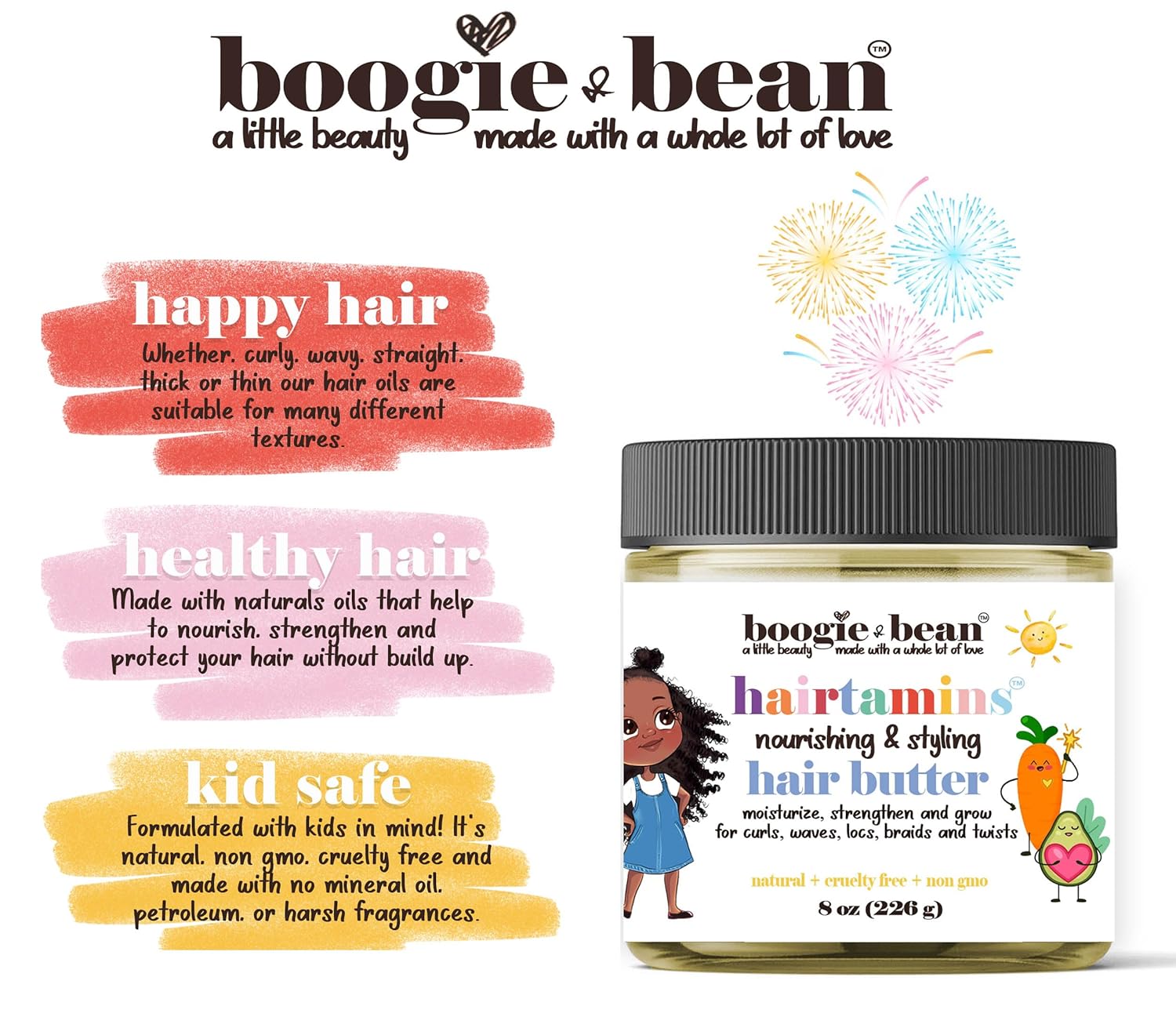 Kids Moisturizing Hair Butter for Hair Growth; Natural Hair Products for Black Kids; Infants Curly Hair, Twists and Braids Oil - Image 3
