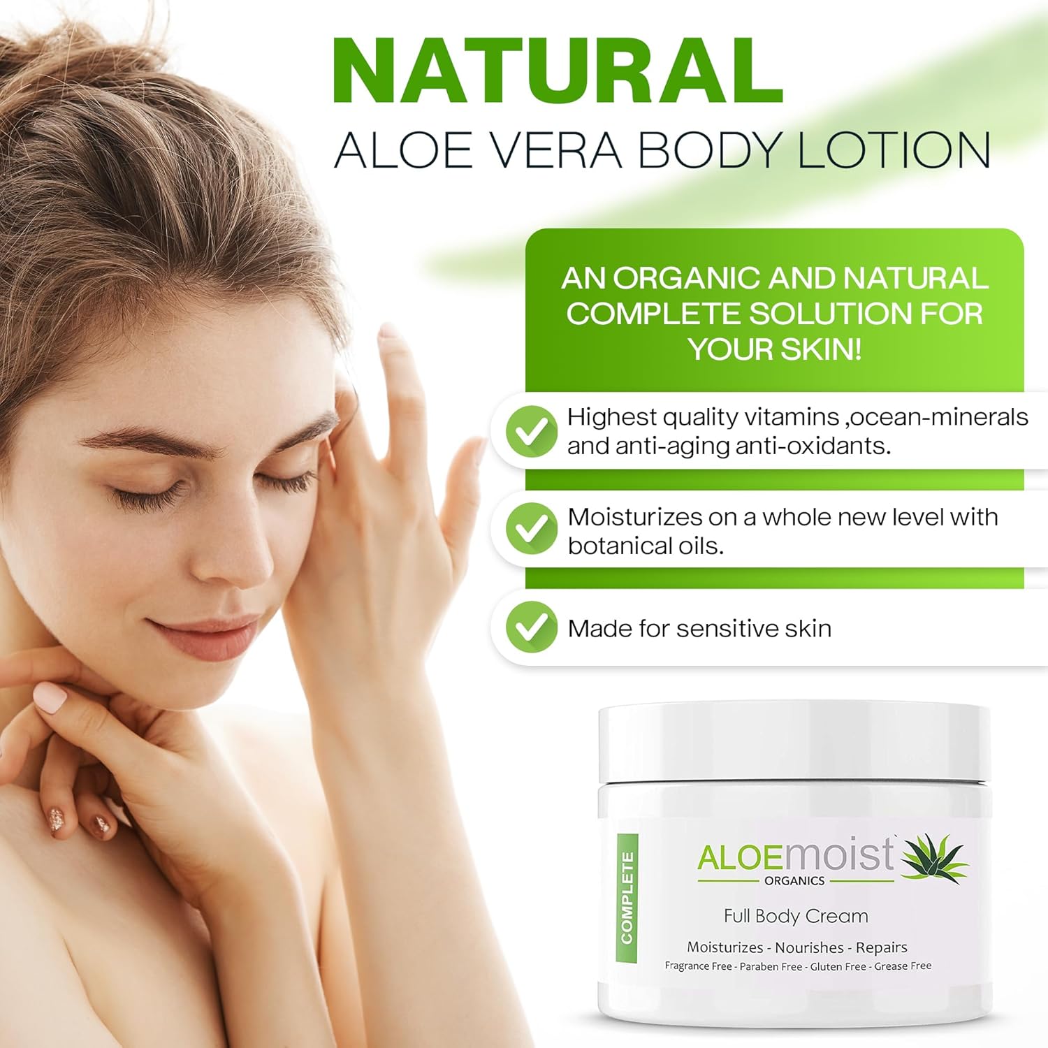 Organic Aloe Vera Face and Body Moisturizing Cream with Vitamins Shea Butter 8 oz 2 Pack - Image 7