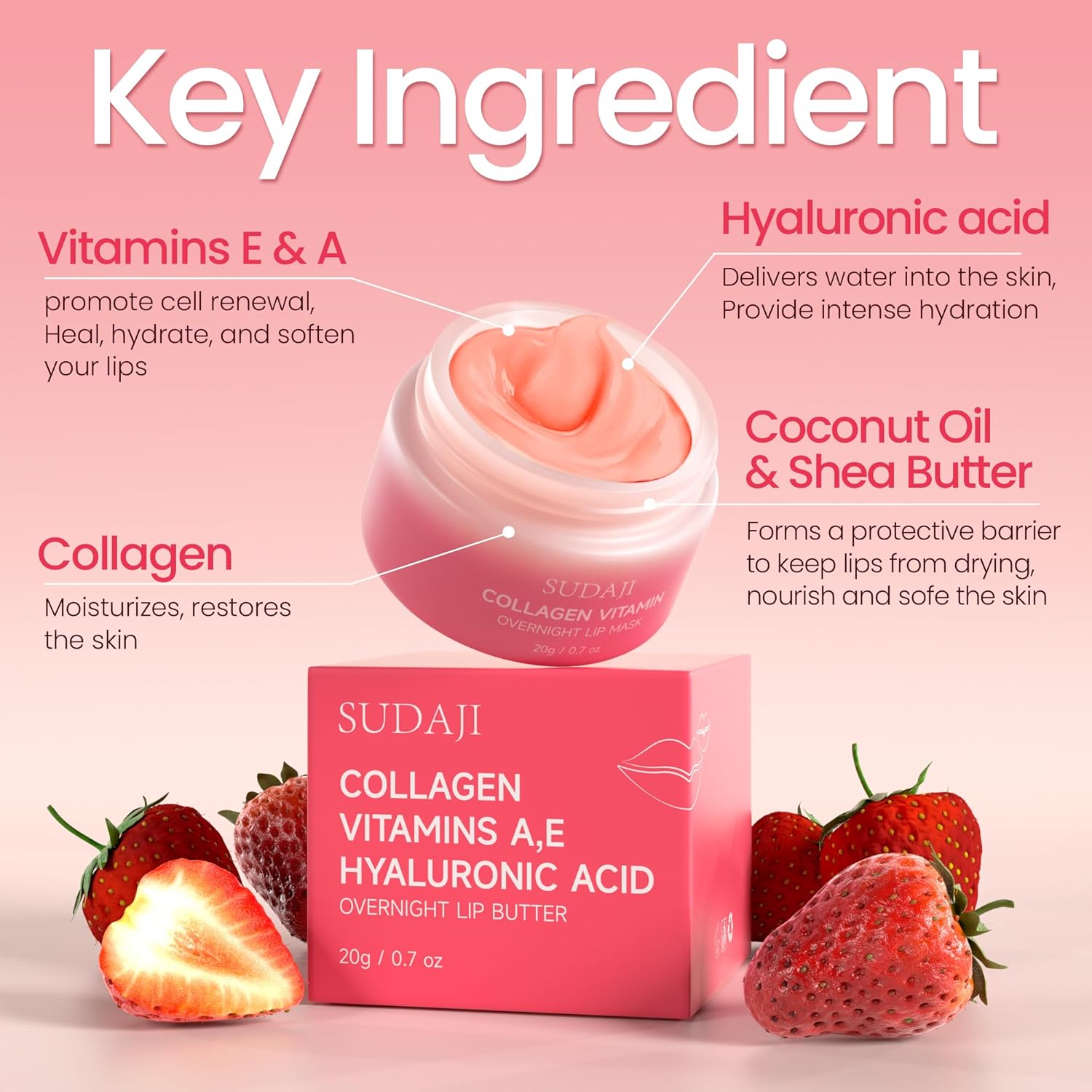 Collagen Hydrating Lip Mask with Hyaluronic Acid and Aloe Vera, 15g - Image 9